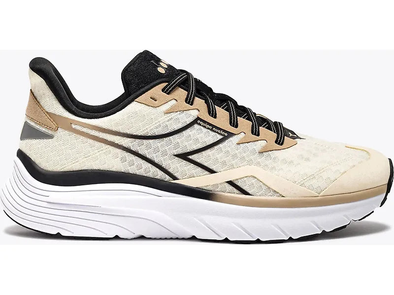 Diadora Equipe Nucleo Men's Running Shoes - Whisper White/Black/Irish Cream, Size 9 D Medium | Lightweight Athletic Sneakers for Jogging, Gym Workouts & Casual Wear