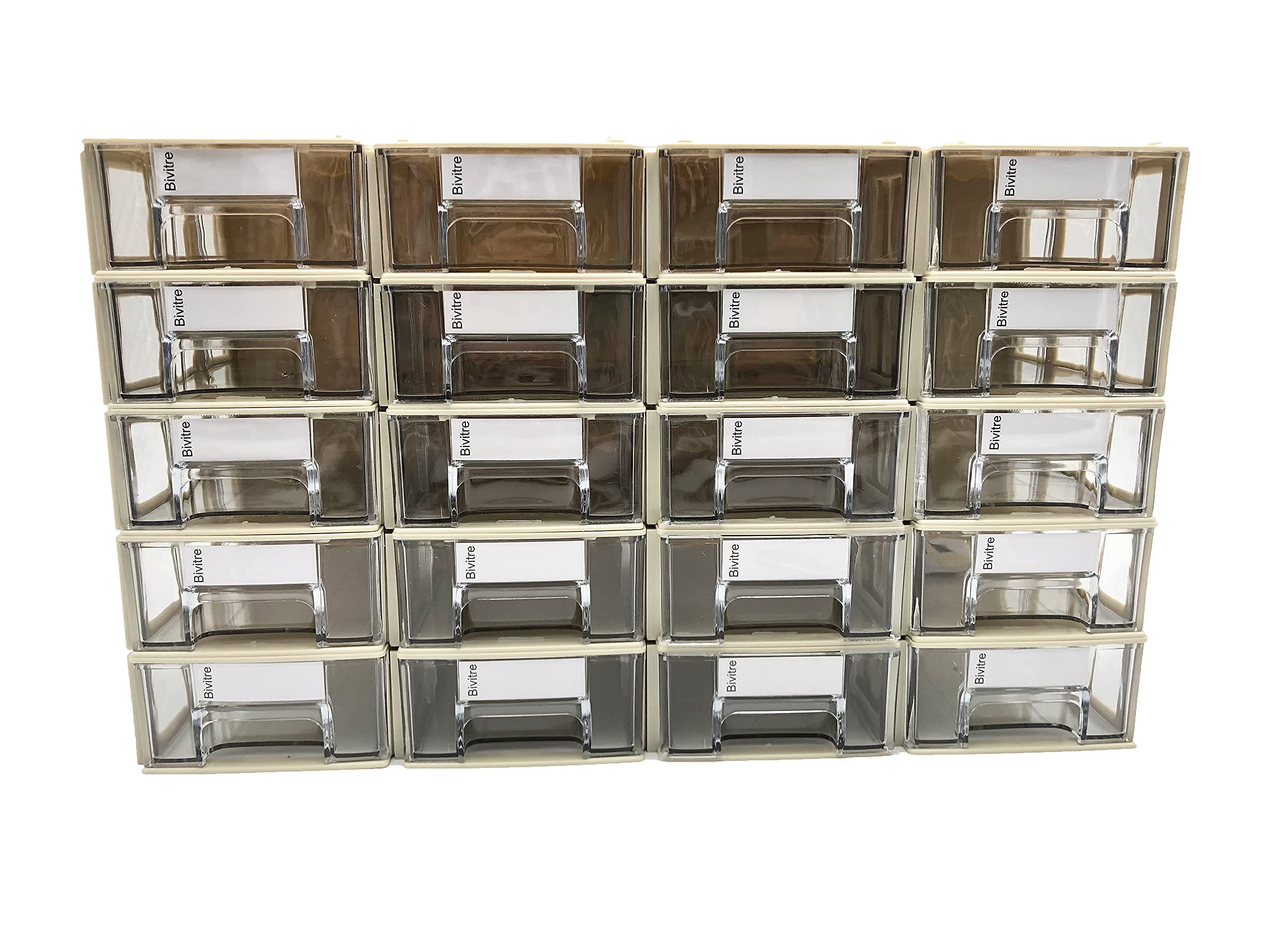 20-Piece Stackable Plastic Storage Drawers Set - Small Parts Organizer with Dividers & Labels for Screws, Crafts, Beads & Office Supplies (Grey) - Perfect for Workshop, Craft Room & Home Organization