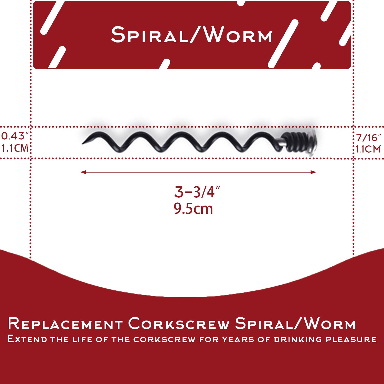 2 Pack Replacement Corkscrew Spiral Worm for KAYCROWN & BestUtensils Wine Openers - Durable Wine Bottle Opener Accessories for Home Bars, Restaurants & Parties