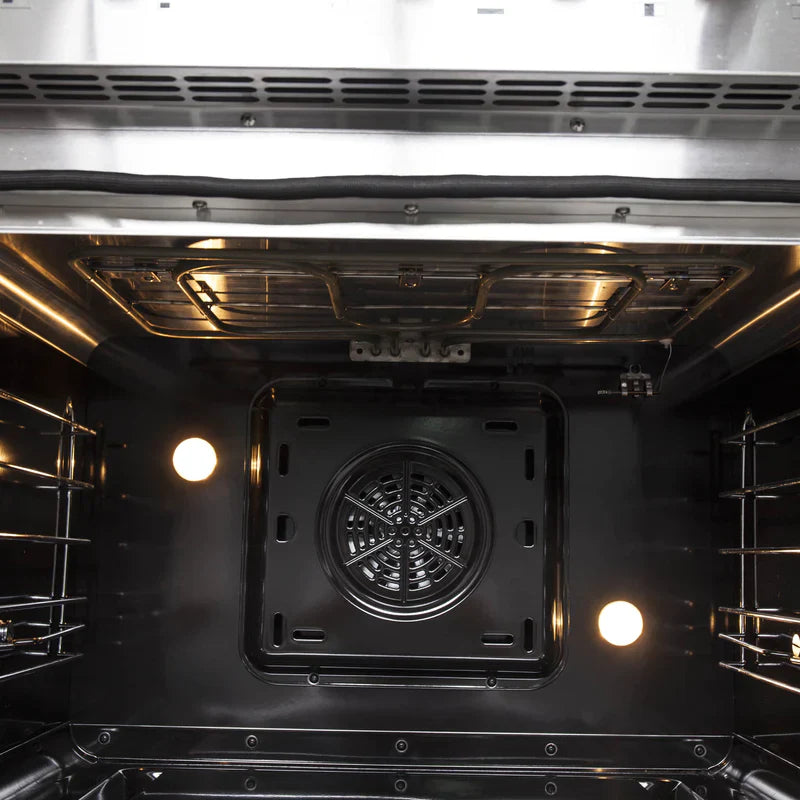 FORNO 30 Inch Freestanding Dual Fuel Range - Stainless Steel French Door Oven with 5 Burners & 68,000 BTU - Model FFSGS6356 - Perfect for Modern Kitchens & Professional Cooking