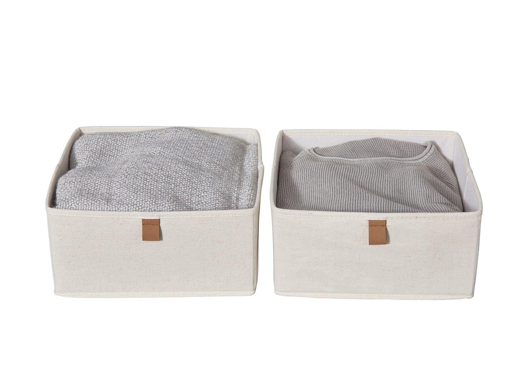Premium Fabric Wardrobe Organizer Set of 2 - 30cm x 30cm x 15cm Storage Boxes in Cream - Perfect for Closet, Shelf & Underbed Organization