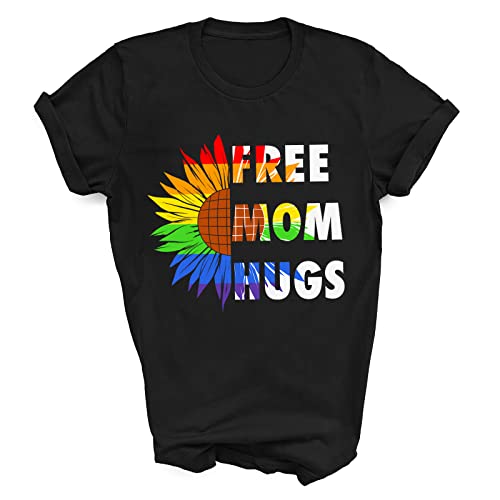 Free Mom Hugs LGBT Pride Shirt - Sunflower Rainbow Proud Mom T-Shirt, Tank Top, Hoodie & Sweatshirt for LGBTQ+ Support & Ally Apparel - Perfect for Pride Parades, Mother's Day & Family Events
