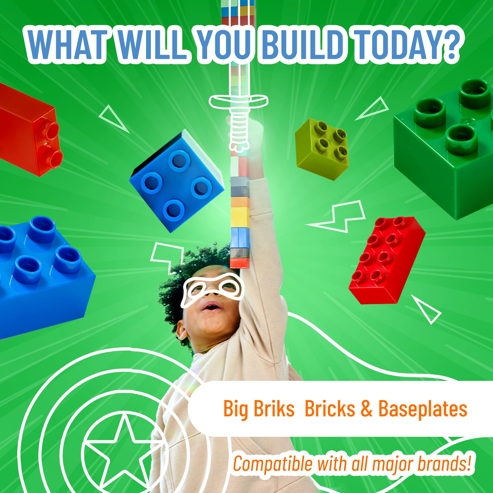 Strictly Briks Lego-Compatible Stackable Baseplates - Large Peg Building Blocks for Kids Ages 3+ | 100% Compatible with All Major Brands | 13.75