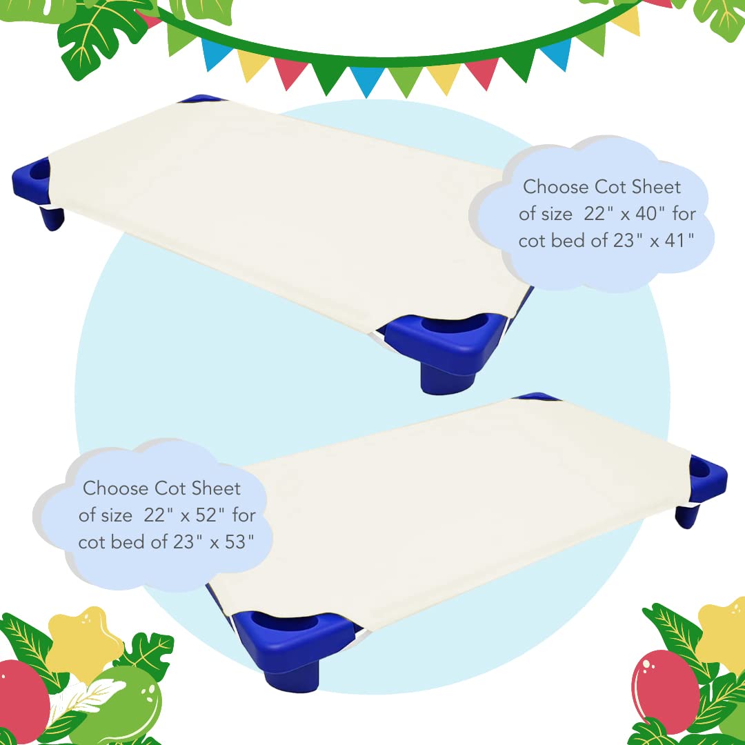 Premium 22x40 Inch Ivory Cot Sheets for Toddlers & Preschool - Daycare Fitted Sheets with Corner Elastic Loops - Soft Poly-Cotton Blend (Pack of 24) - Perfect for Daycare Centers, Preschool Nap Time & Home Use