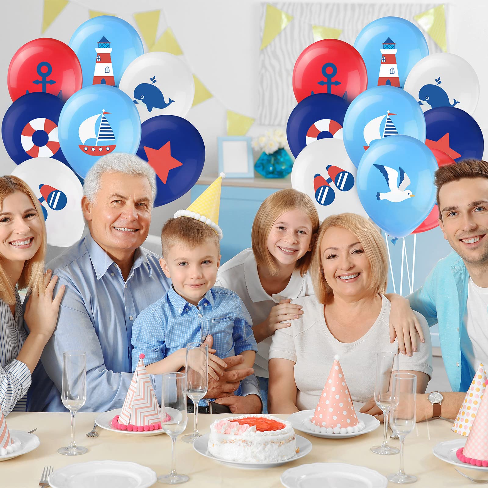 45-Piece Nautical Balloon Set - Anchor & Sailboat Themed Latex Balloons for Kids Birthday, Baby Shower, and Nautical Party Decorations - Perfect for Ocean-Themed Celebrations and Underwater Decor