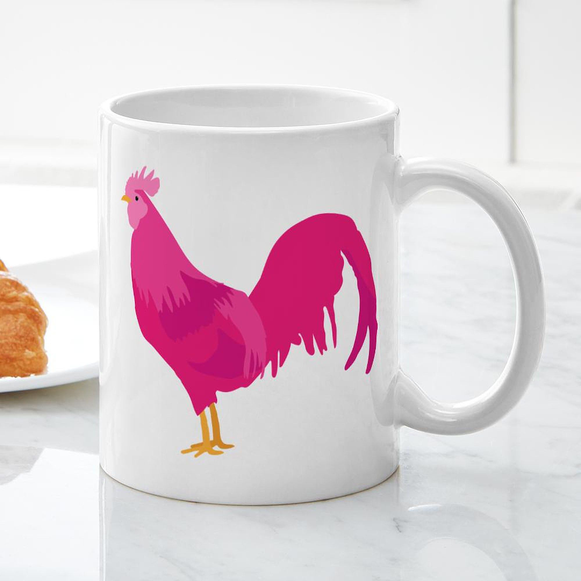 Pink Rooster Ceramic Coffee Mug 11 oz (325 ml) - Perfect for Home, Office, or Gift - Cute & Durable Coffee Cup for Tea, Hot Chocolate, or Coffee Lovers