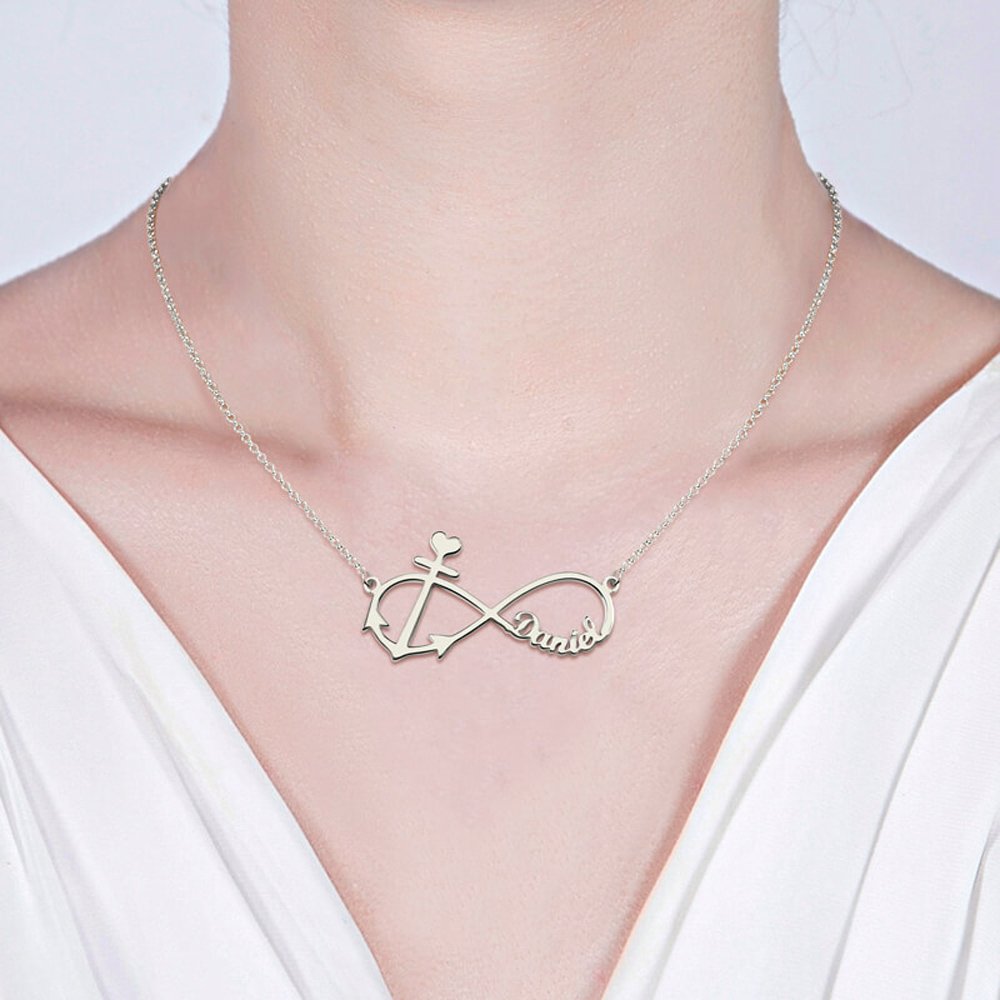 Custom Personalized Infinity Anchor Name Necklace - Engraved with Any Name | Perfect Gift for Anniversary, Birthday & Valentine's Day | Women's Jewelry for Everyday Wear & Special Occasions