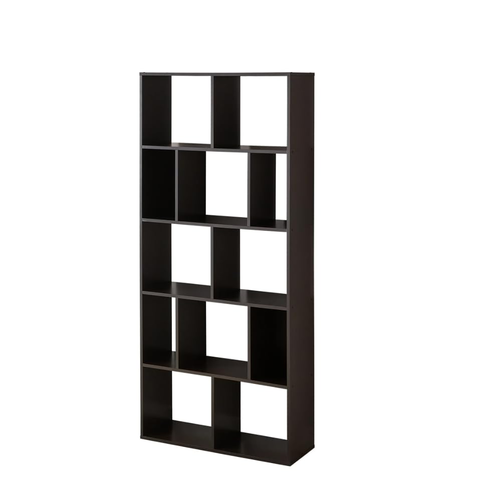 12-Cube Storage Shelf Bookcase, Espresso Finish - Organize Books, Toys & Home Decor for Living Room, Bedroom or Office