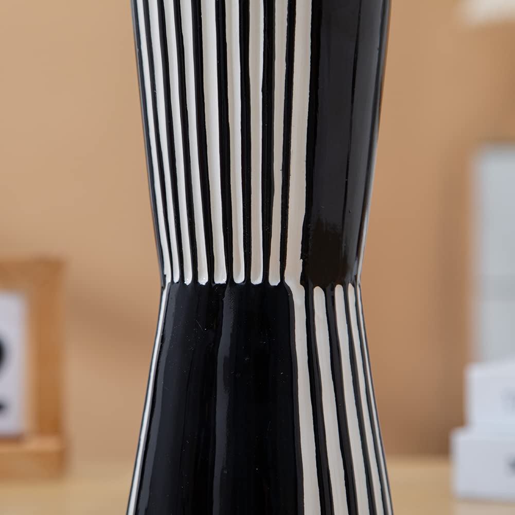 Modern Black and White Ceramic Vase - Elegant Porcelain Home Decor for Living Room, Bedroom & Office Centerpiece