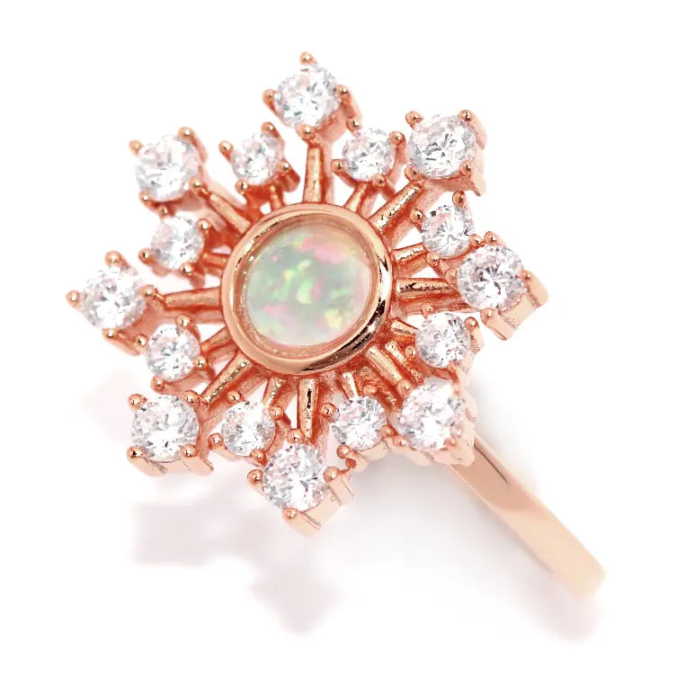 Ella Opal Burst Ring - Elegant Handmade Silver Jewelry with Natural Opal Gemstone | Perfect for Women's Birthday Gifts, Anniversary Presents & Special Occasions
