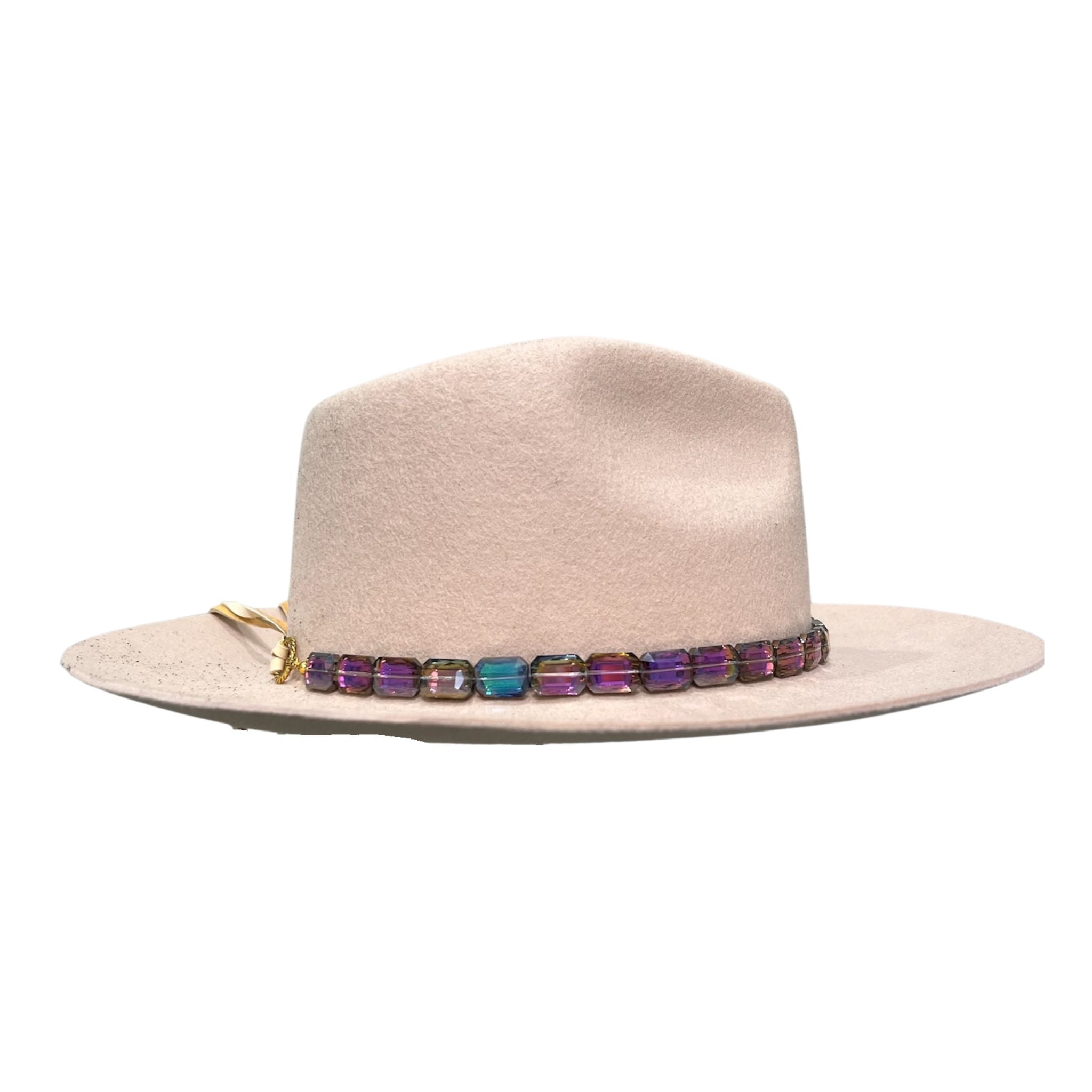 Stylish Faceted Plum Rectangle Hat Band for Women & Men - Perfect for Weddings, Parties, and Fashion Accessories