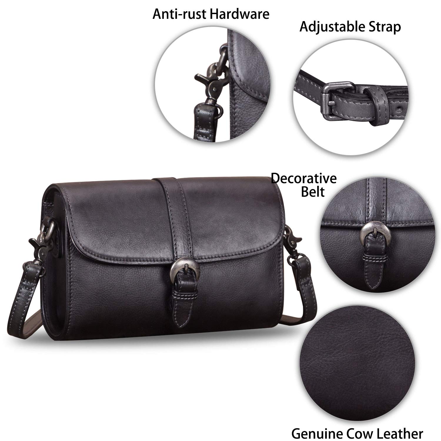 Genuine Leather Small Purses for Women - Vintage Real Leather Shoulder Bag, Crossbody Purse & Satchel with Adjustable Strap - Perfect for Daily Use, Travel & Special Occasions