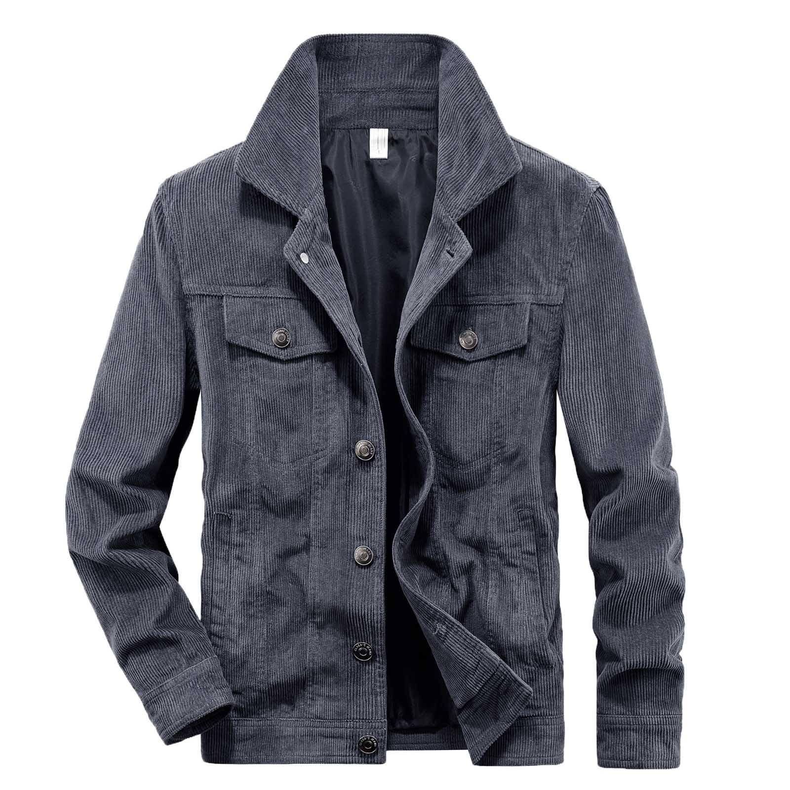 Tuduoms Men's Big & Tall Corduroy Trucker Jacket - Vintage Button Down Lapel Winter Coat - Slim Fit Long Sleeve Casual Shirt for Cold Weather | Perfect for Outdoor Activities, Work & Everyday Wear