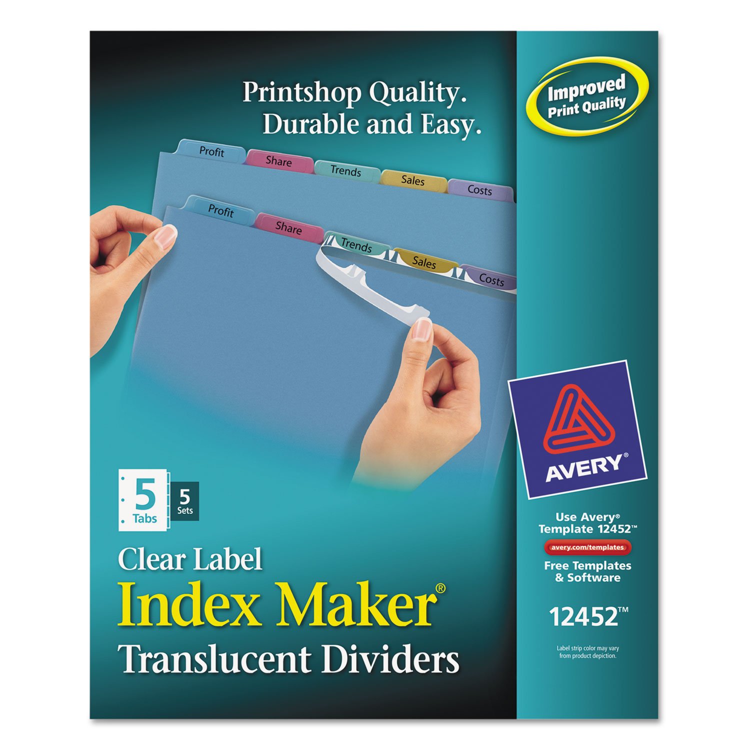 AVERY AVE12452 Clear Plastic Index Dividers with Print & Apply Labels - Perfect for Office Filing, School Binders, and Document Organization