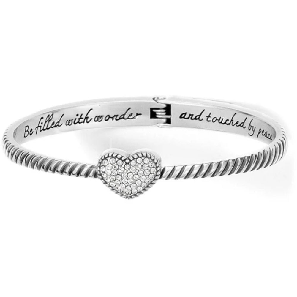 Brighton Celestia Heart Hinged Bangle - Elegant Sterling Silver Bracelet for Women, Perfect for Valentine's Day Gifts, Anniversary & Romantic Occasions