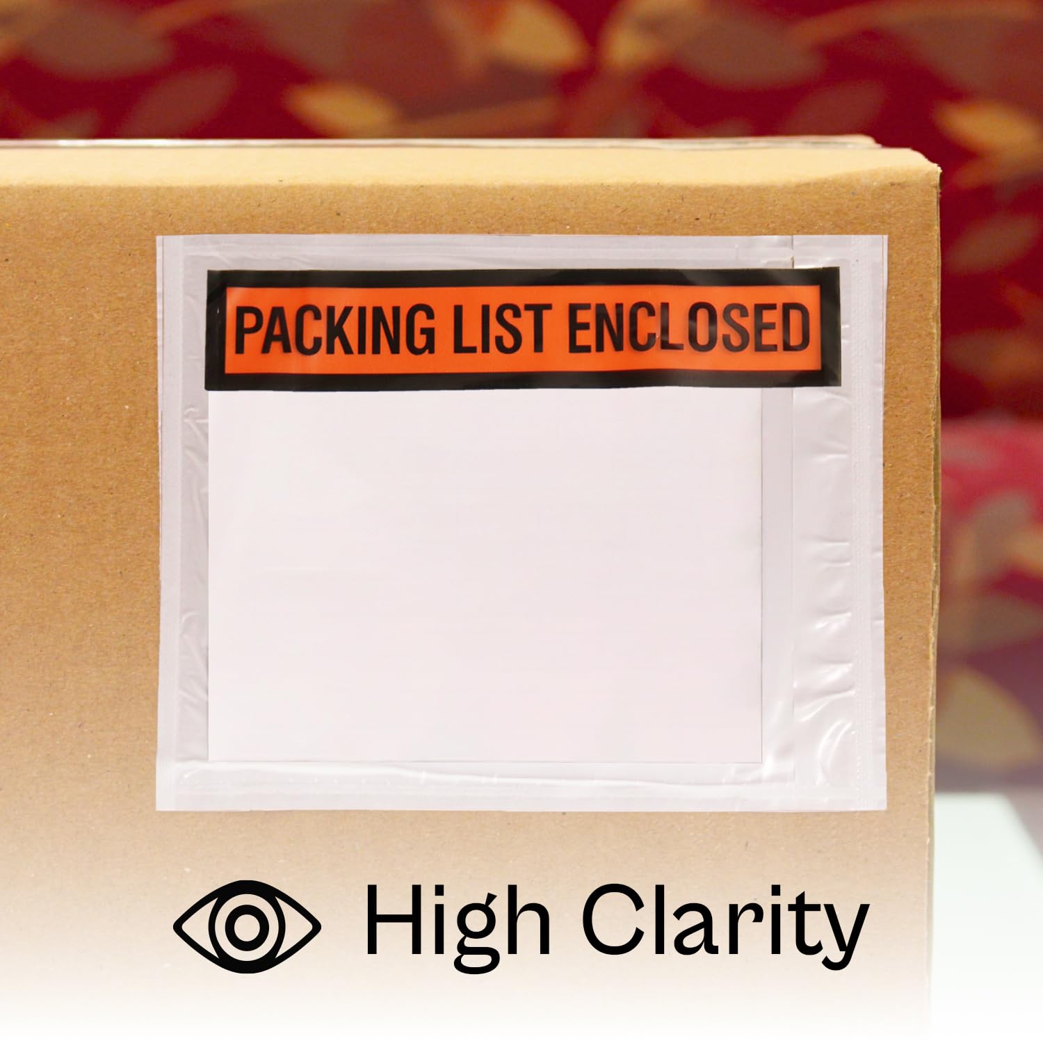 PSBM 5.5x10 Inch Clear Front/Orange & White Back Adhesive Packing List Envelopes - 1000 per Case (2 Cases) - Ideal for Shipping Labels, Inventory Management & Business Documentation