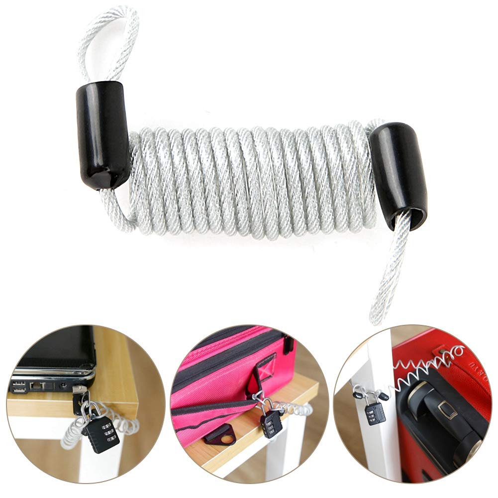1m/3.3ft Stainless Steel Retractable Luggage Lock Cable - TSA Approved Travel Security Wire for Suitcases, Backpacks & Bags - Perfect for Airports, Hotels & Public Transport Safety