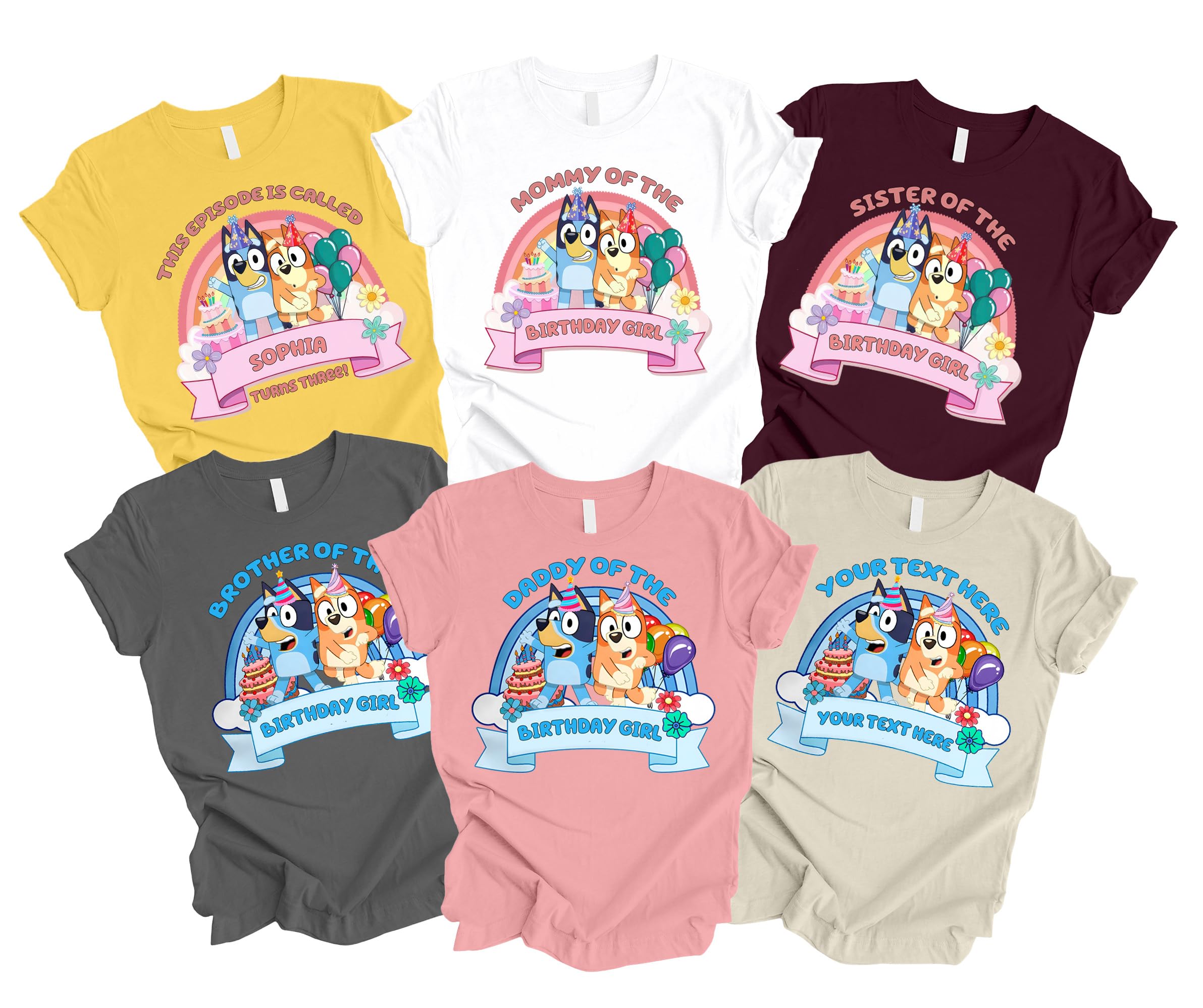 Personalized Family Birthday Shirts - Custom Matching Outfits for Kids & Toddlers | Blue Dog Birthday T-Shirt with Names | Perfect for Family Photos, Birthday Parties & Friend Reunions