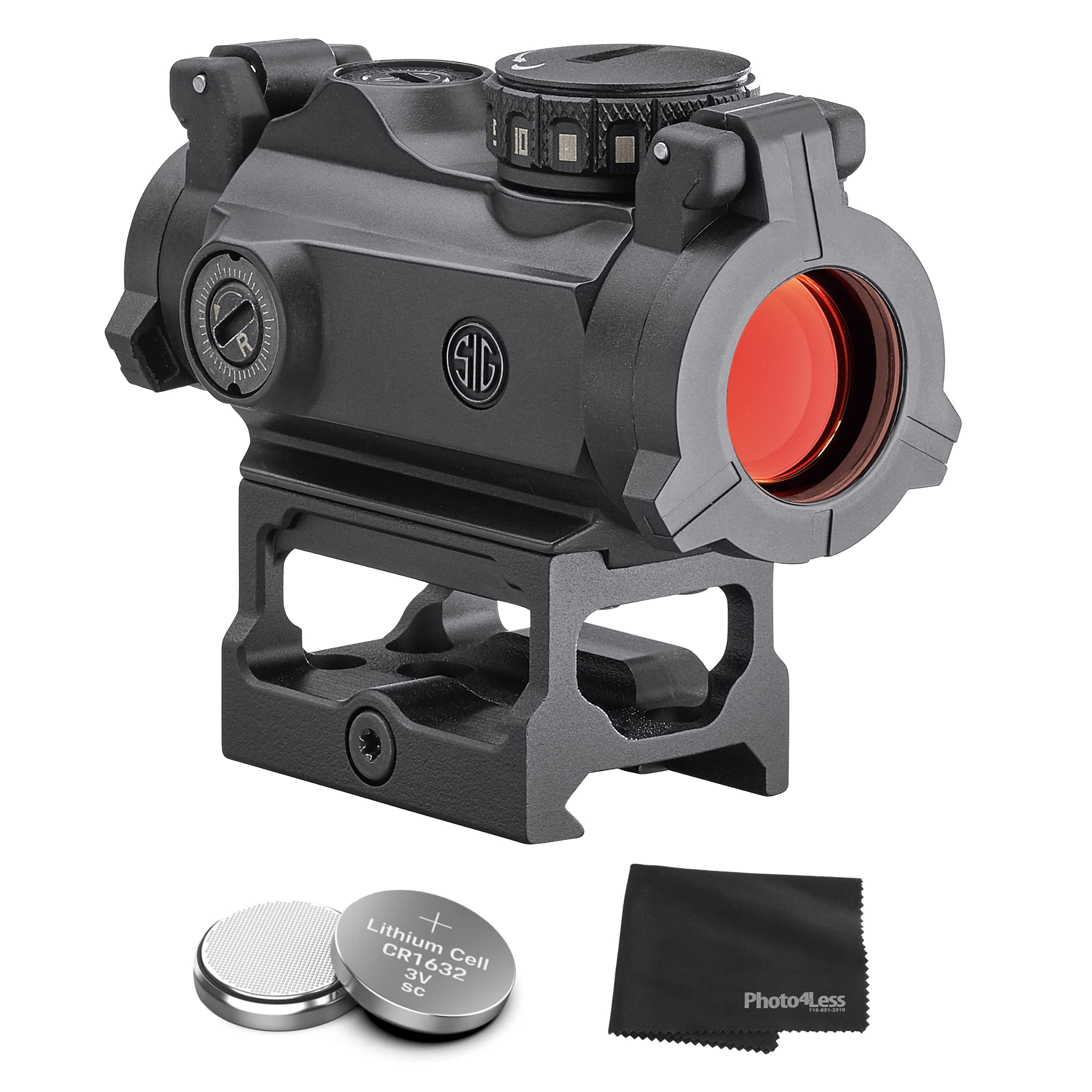 Sig Sauer Romeo-MSR Compact Red Dot Sight - Sealed 2 MOA Dot Reticle with 2 Extra Batteries & Lens Cloth - Perfect for AR-15, Shotguns & Tactical Firearms