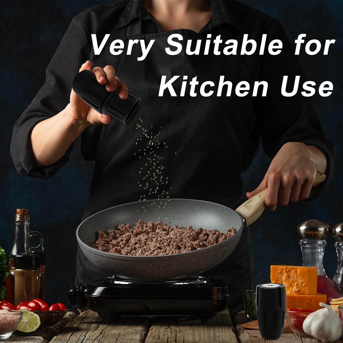 Premium 2-in-1 Herb Grinder with Storage Jar - Durable Aluminum Alloy Spice Crusher for Kitchen, Camping & Travel - Black (Perfect for Grinding Herbs, Spices & Tobacco)