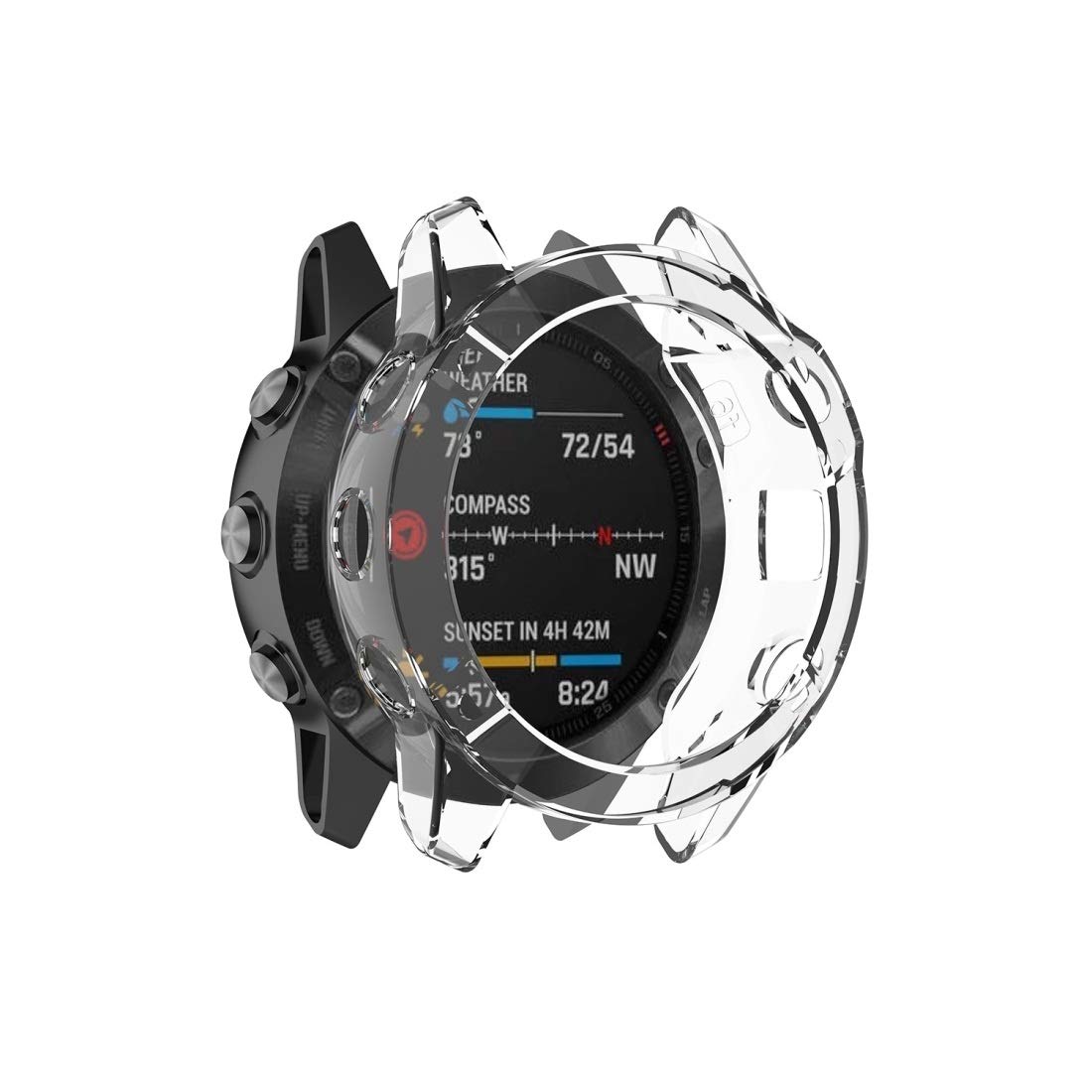 Durable Transparent TPU Silicone Watch Case for Garmin Fenix 6X/6X Pro - Clear White | Shockproof Protective Cover for Running, Hiking & Outdoor Sports