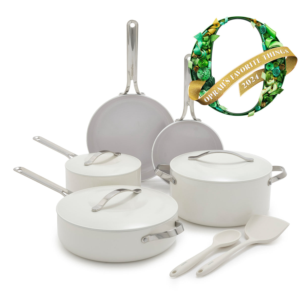 Nova Ceramic Nonstick 10-Piece Cookware Set - Cream White | Healthy Cooking, Oven & Dishwasher Safe Pots & Pans | Perfect for Frying, Boiling & Baking in Modern Kitchens