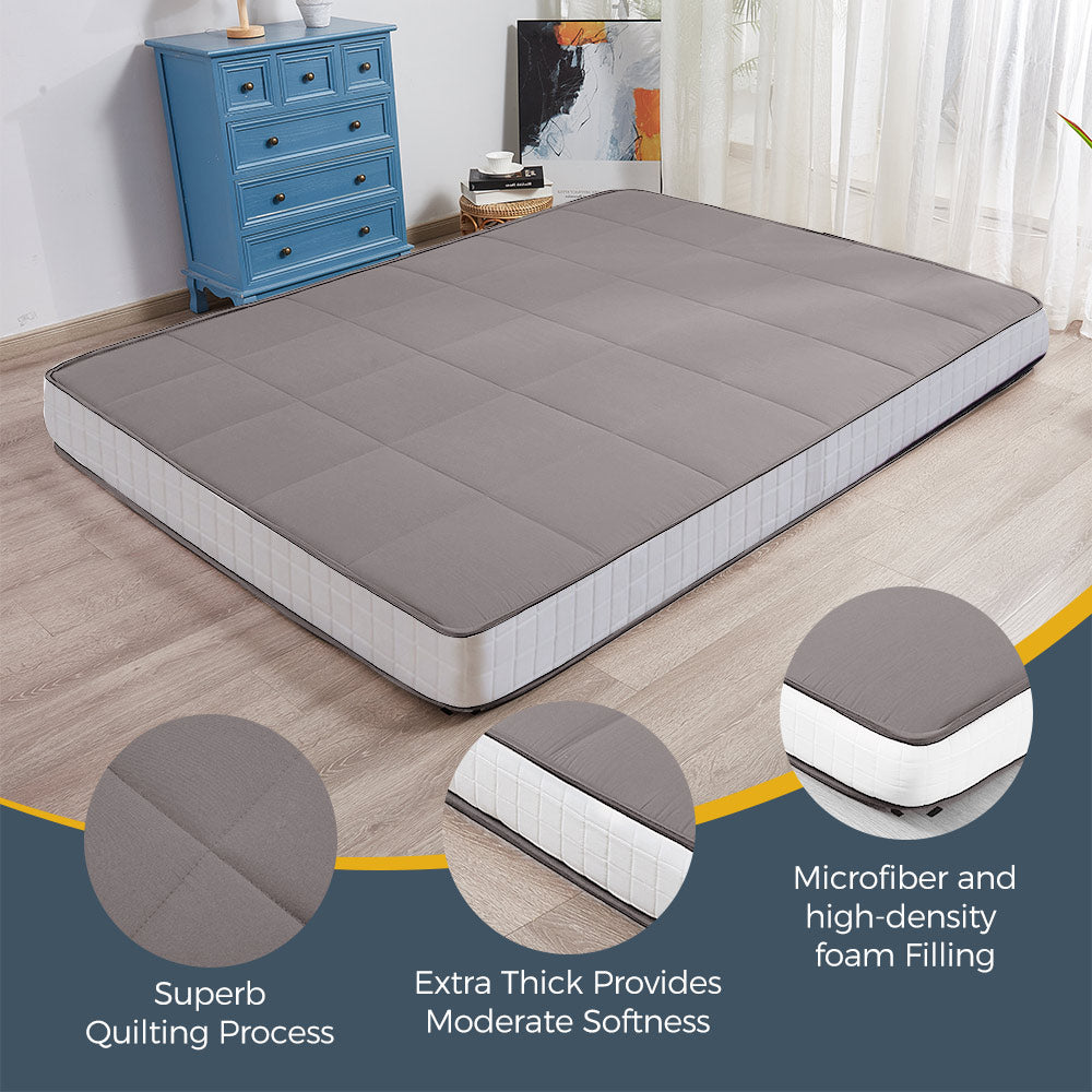 MAXYOYO 6-Inch Extra Thick Square Floor Futon Mattress - Memory Foam Topper Mattress Pad for Guest Bed, Dark Grey - Perfect for Small Spaces, Dorm Rooms & Apartment Living