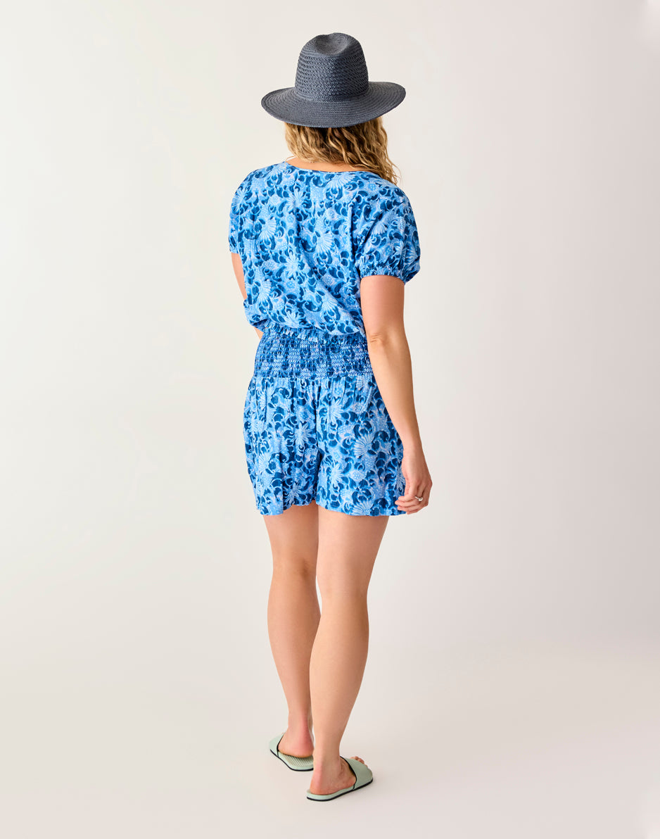 Navy Floral Print Shorts for Women - Leah High Waisted Summer Shorts | Casual Wear, Beach Outfits, and Vacation Style