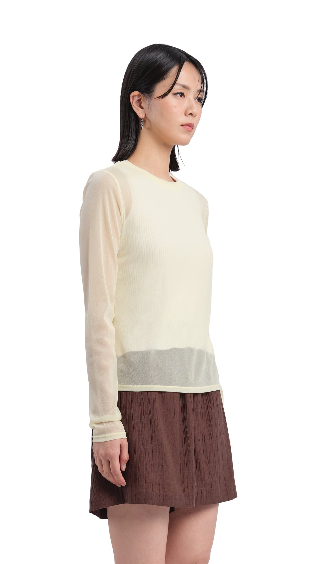 Elegant Mock Neck Sheer Top for Women - Trendy Semi-Transparent Blouse for Casual Wear & Night Out
