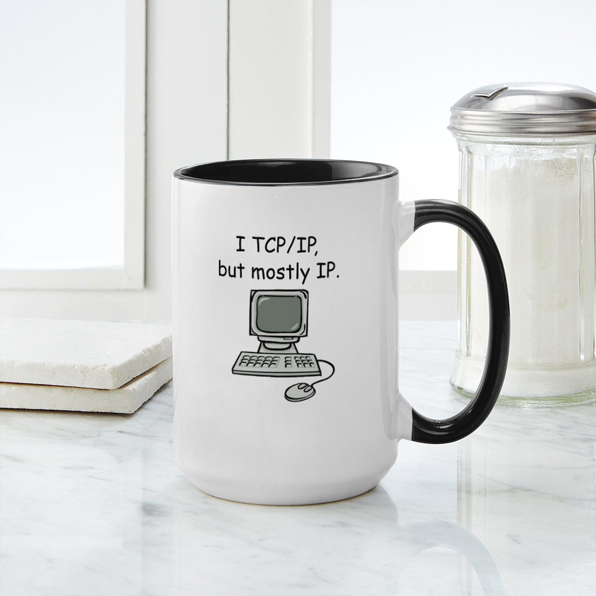 TCP IP Ceramic Coffee Mug 15 oz (444 ml) - Funny IT Geek Gift for Programmers, Network Engineers & Tech Lovers - Perfect for Office, Home & Coffee Breaks