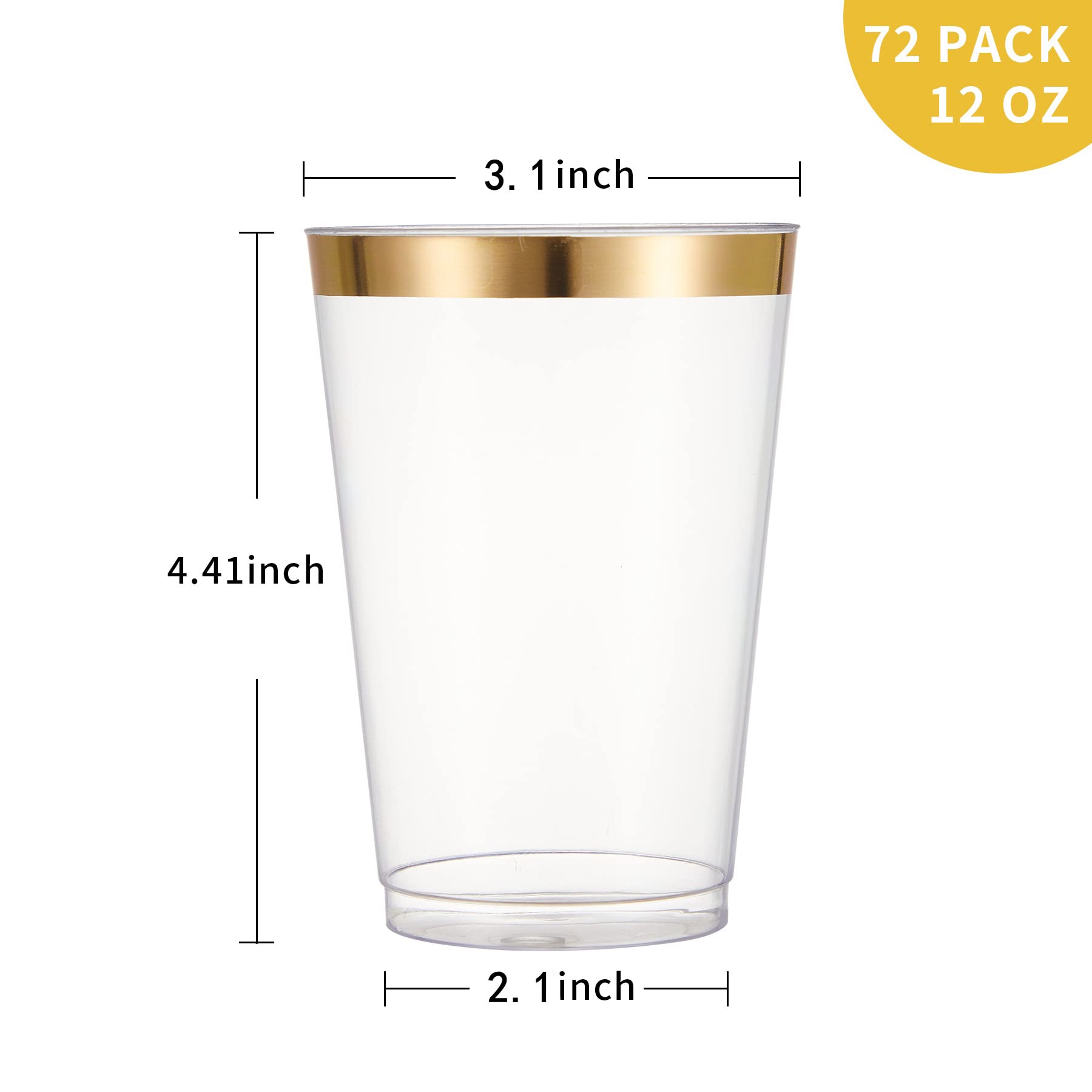 60 Pack Black Plastic Plates + 30 Gold Plastic Cutlery Set + 72 Gold Plastic Cups - Disposable Party Tableware for Weddings, Birthdays & Events