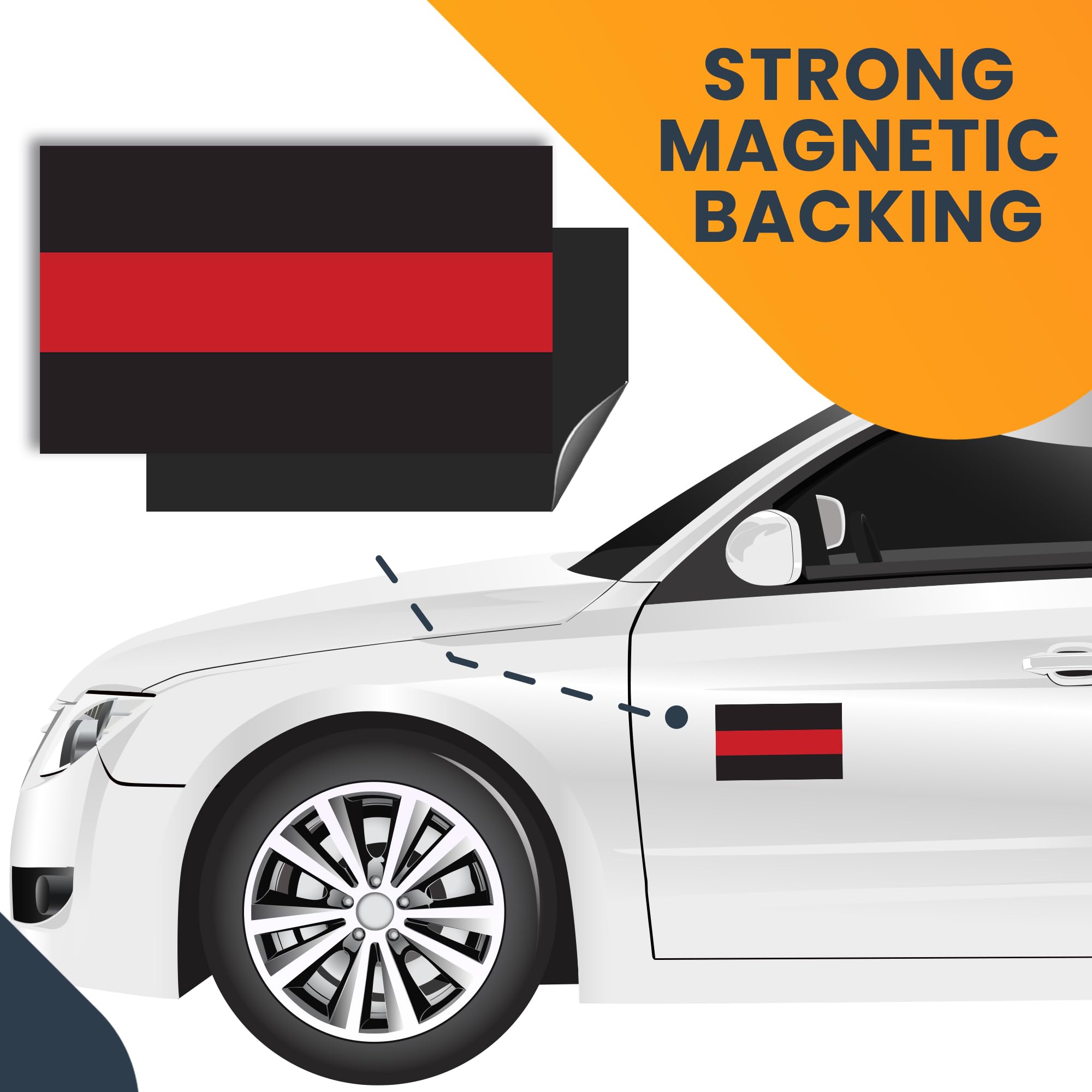 Thin Red Line Magnet Decal 3x5 Inches - Heavy Duty Black & Red Car Magnet for Trucks, SUVs - Show Support for Firefighters & Fire Departments - Perfect for Bumpers, Windows & Metal Surfaces