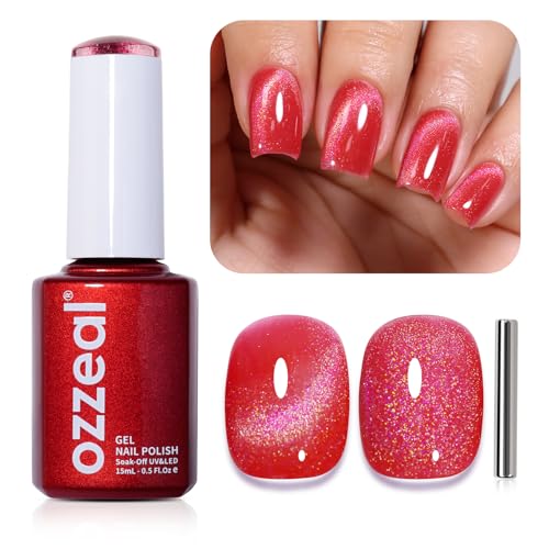 Strawberry Red Rainbow Cat Eye