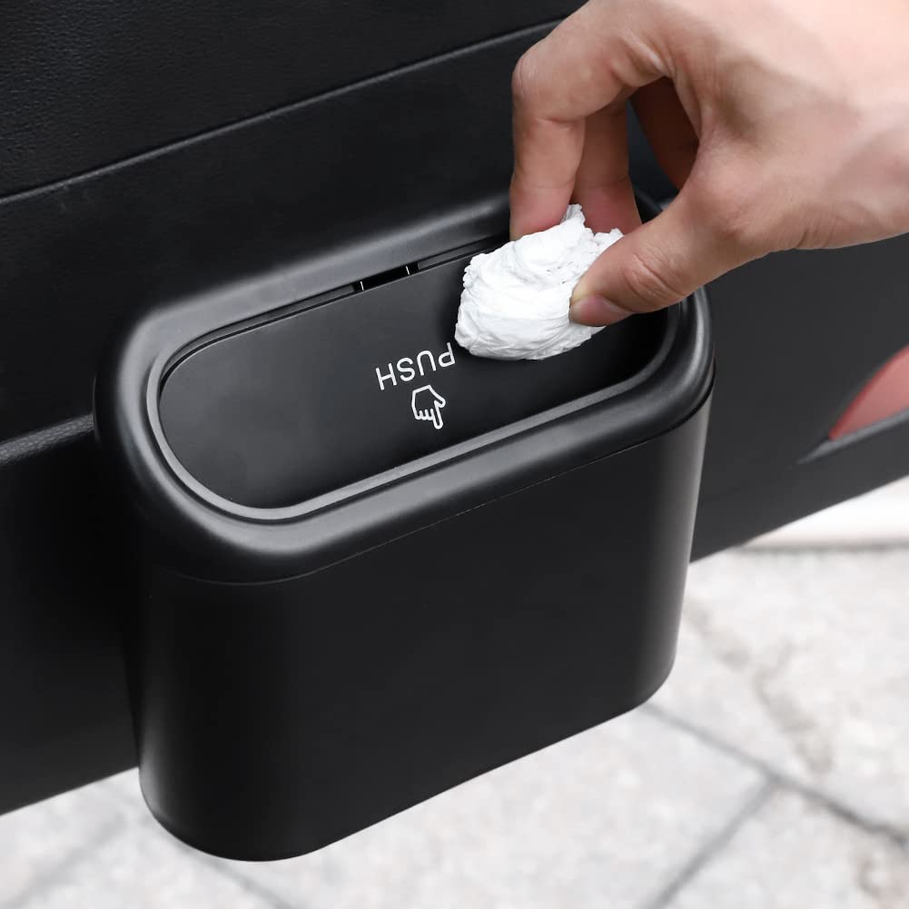 Accmor Mini Car Trash Can with Lid - Vehicle Garbage Bin Organizer for Auto, Home & Office - Perfect for Road Trips, Commuting & Workspaces