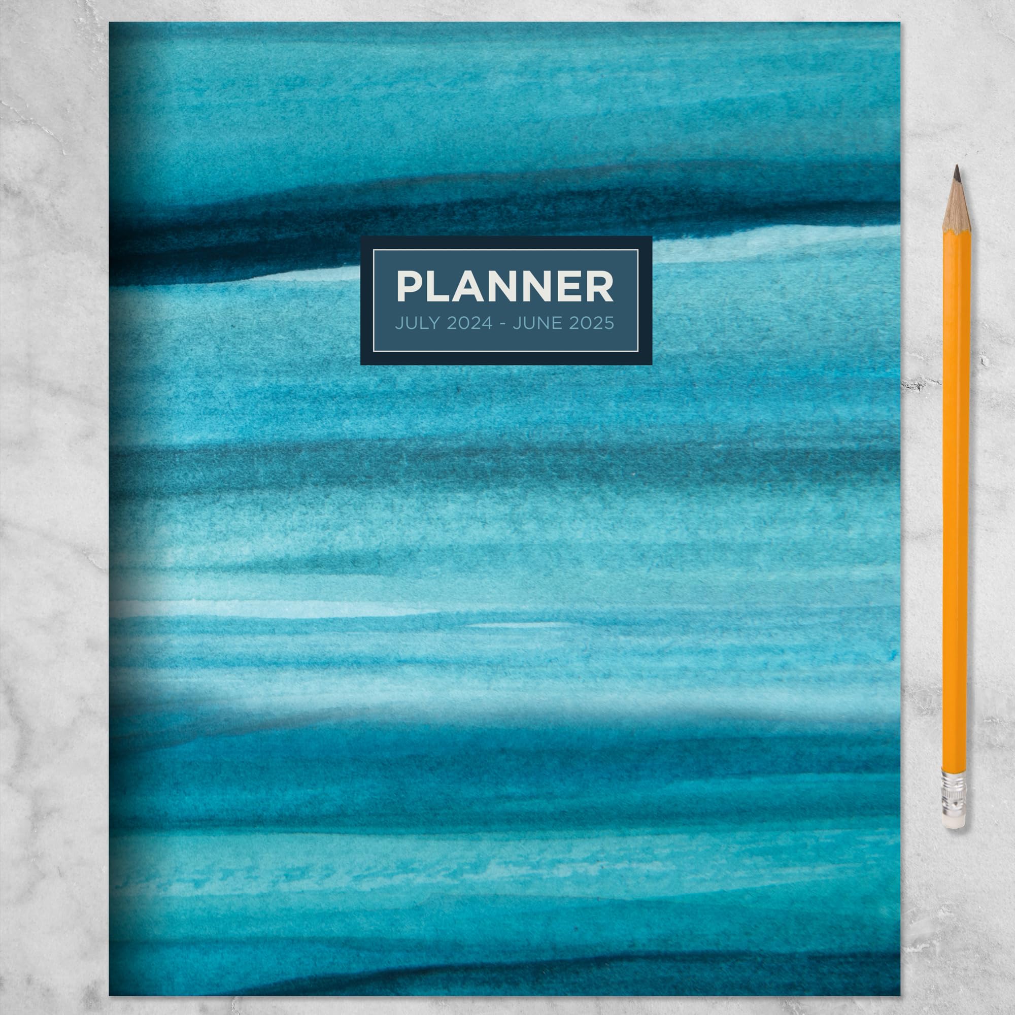 July 2024 - June 2025 Blue Watercolor Monthly Planner - 8.5