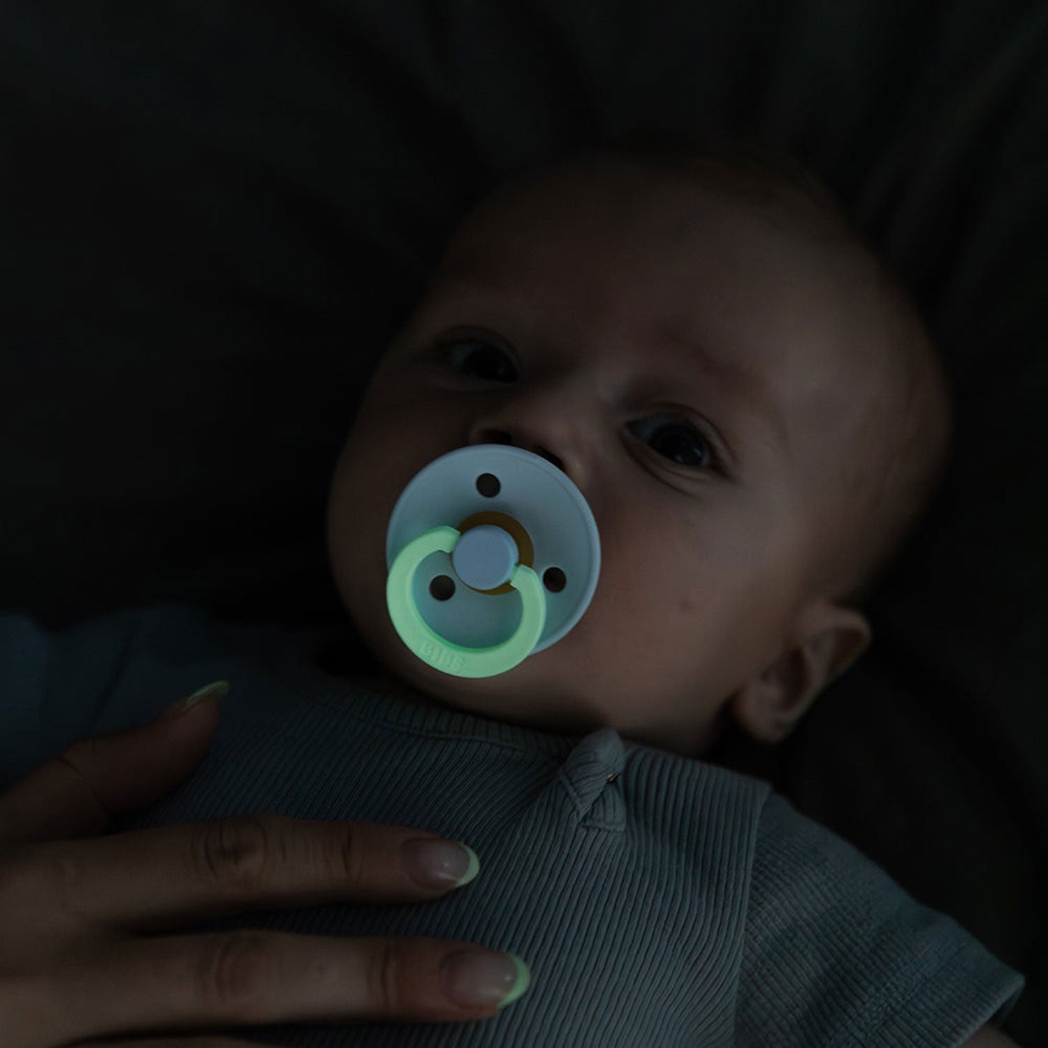 Glow in the Dark Pacifiers - 2 Pack Soothing Baby Pacifier Set (Sand & Iron Colors) - Perfect for Nighttime Feeding, Newborn Essentials & Nursery Safety