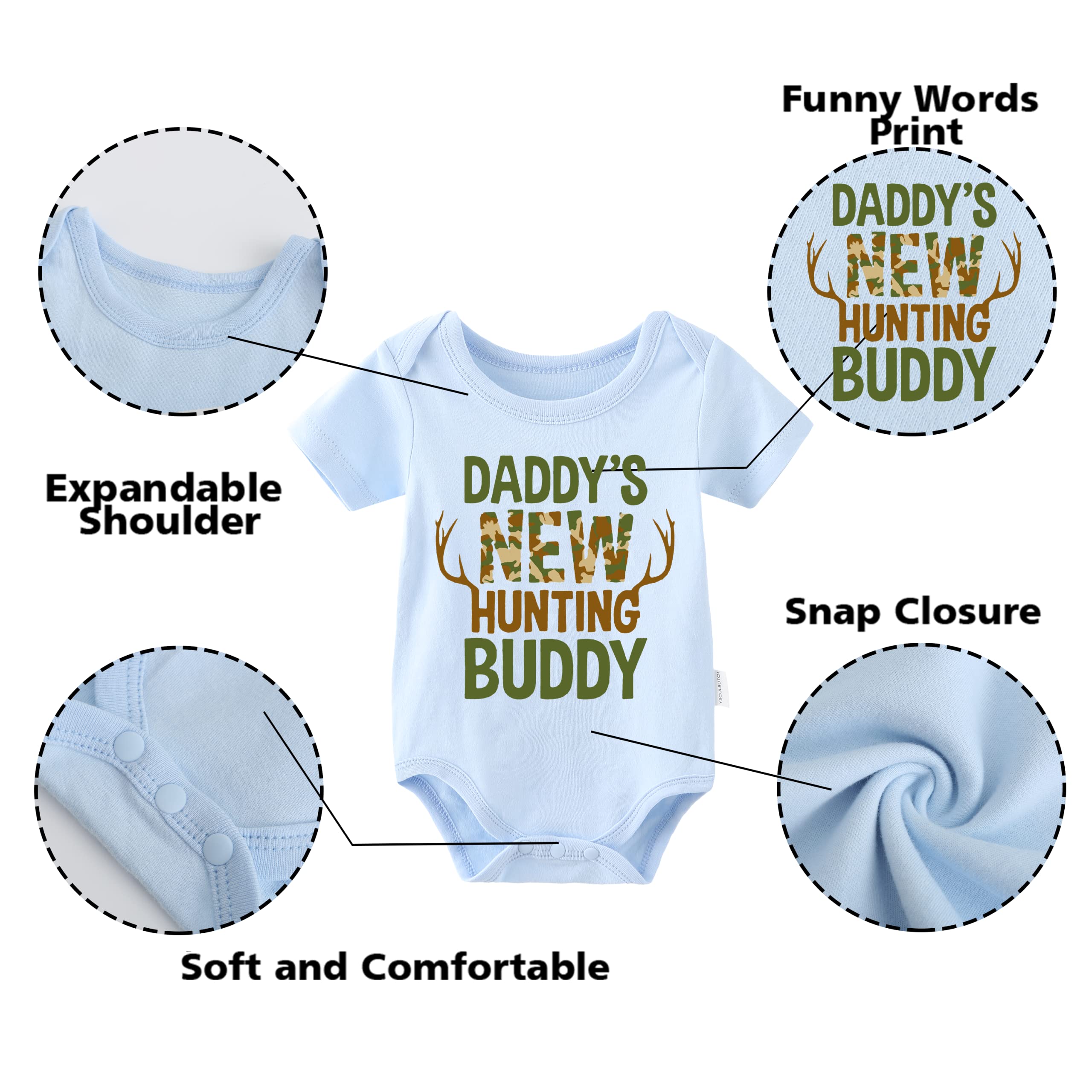 YSCULBUTOL Baby Boys Hunting Outfit - Daddy's Little Hunting Buddy Romper for Newborns & Toddlers | Perfect for Outdoor Adventures & Family Hunting Trips