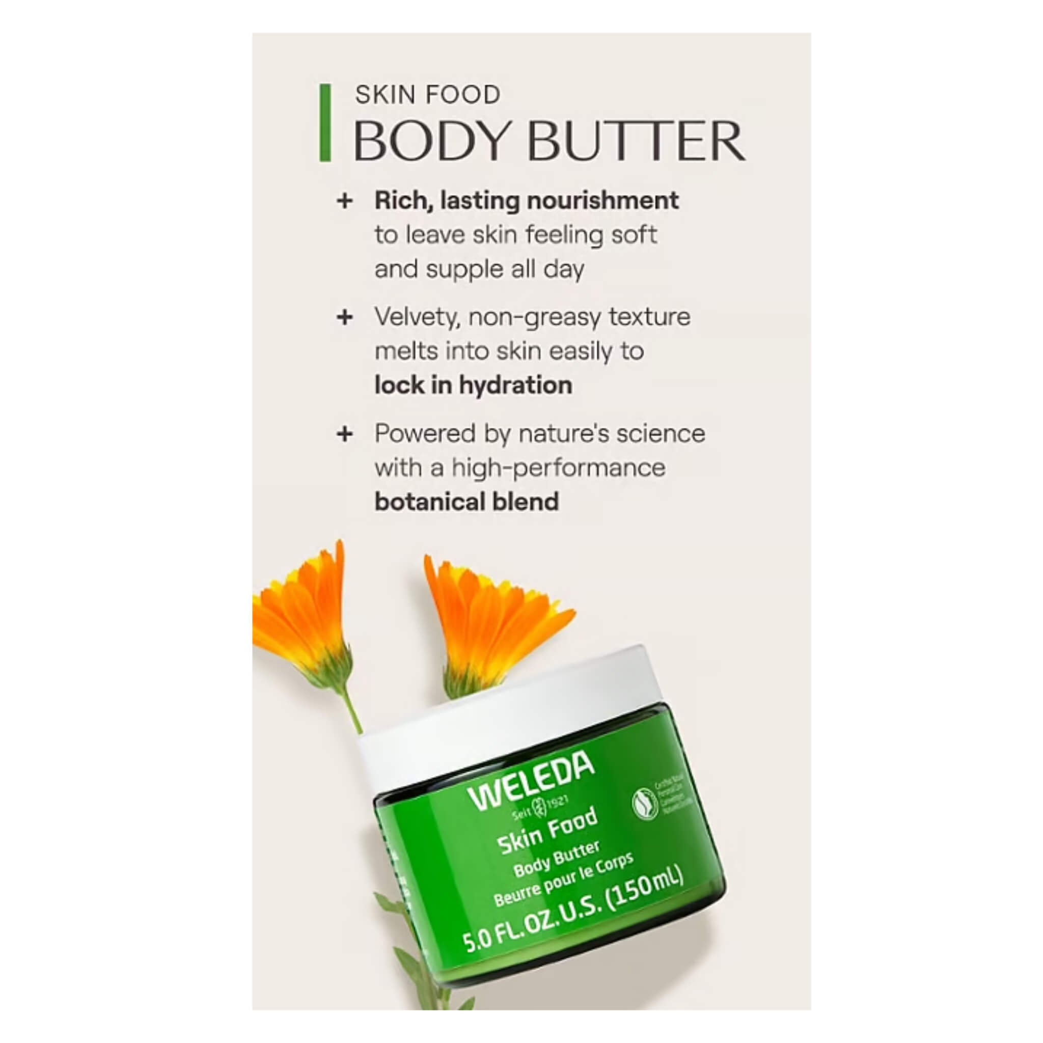 Skin Food Body Butter - Ultra Hydrating & Nourishing Moisturizer for Dry Skin | Organic & Natural Ingredients | Perfect for Daily Use & After Shower Care