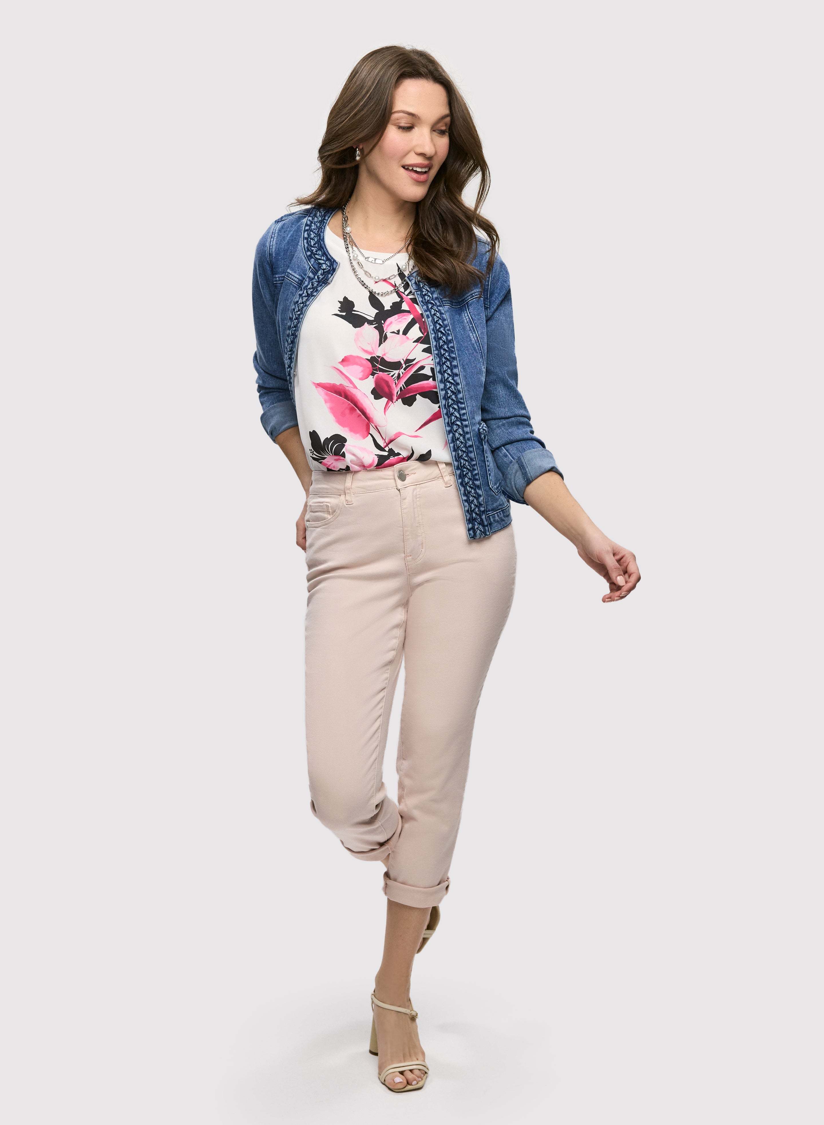 Stylish Braid Trim Denim Jacket & Slim Fit Ankle Jeans Set for Women - Perfect for Casual Outings, Date Nights and Streetwear Fashion