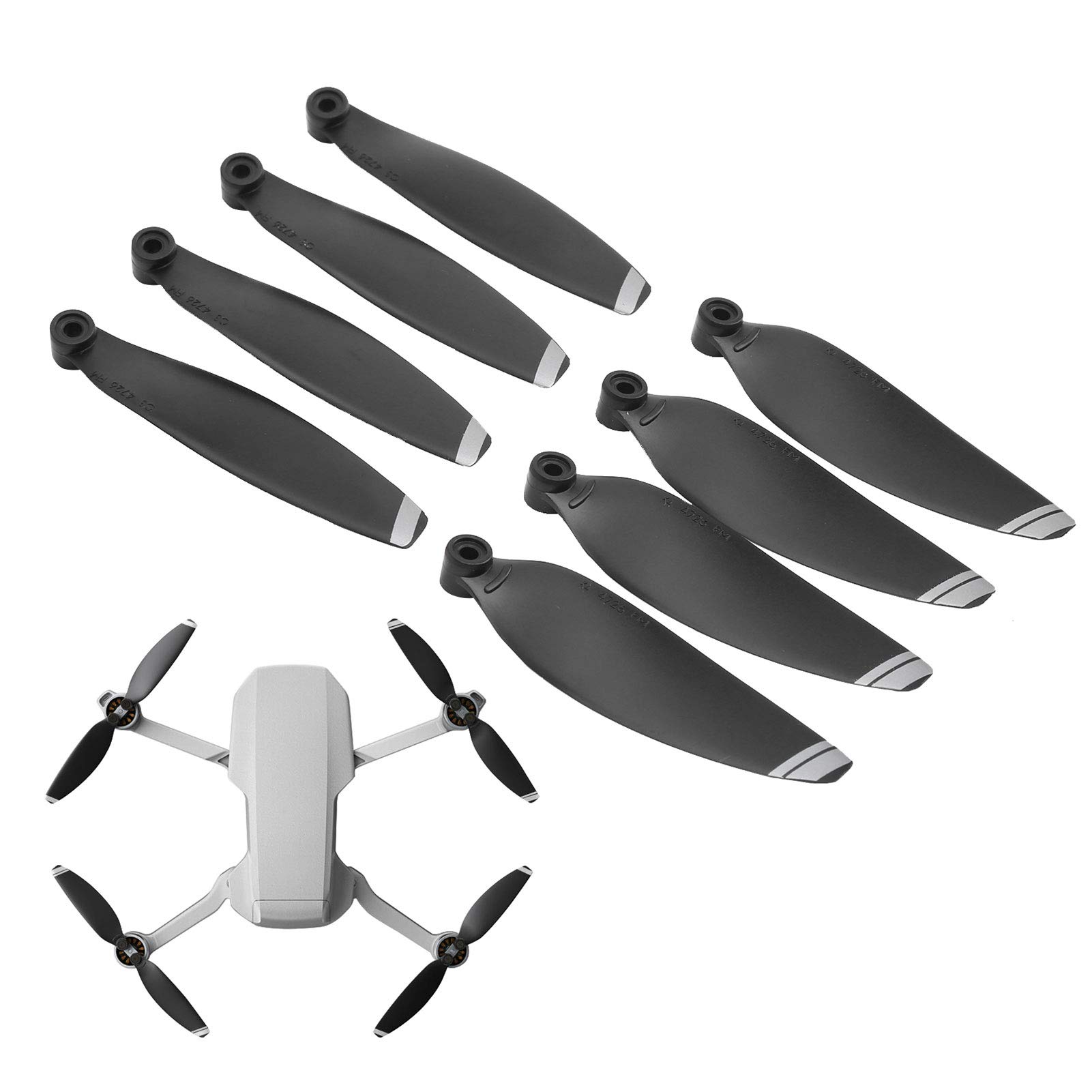 Drfeify 2 Pairs of Drone Propellers, Replacement Accessories Compatible with DJI Mavic Mini 2 (Silver Edge) - Perfect for Aerial Photography, Travel Vlogging & Outdoor Adventures