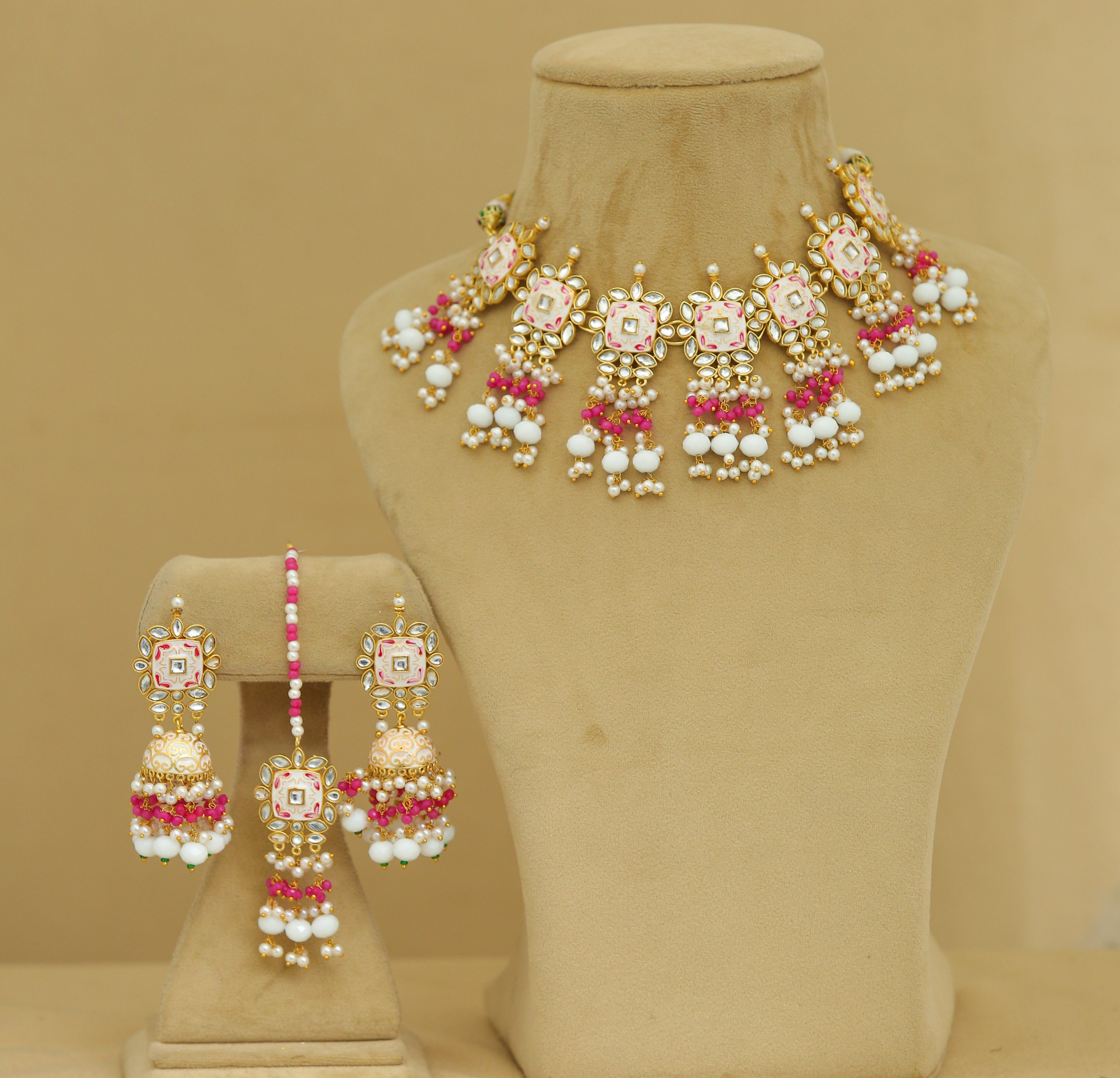 Alia Meenakari Full Set Jewelry - Exquisite Handcrafted Indian Bridal Necklace Set with Earrings for Weddings, Festivals & Special Occasions