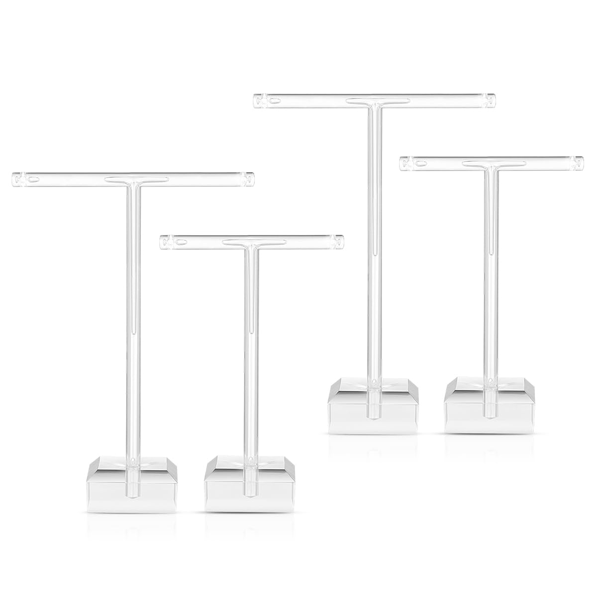 4-Piece Clear Acrylic Earring Stand - Jewelry Display Holder for T-Bar Earrings, Necklaces, Bracelets & Rings | Perfect for Boutique, Retail Store and Home Jewelry Organization