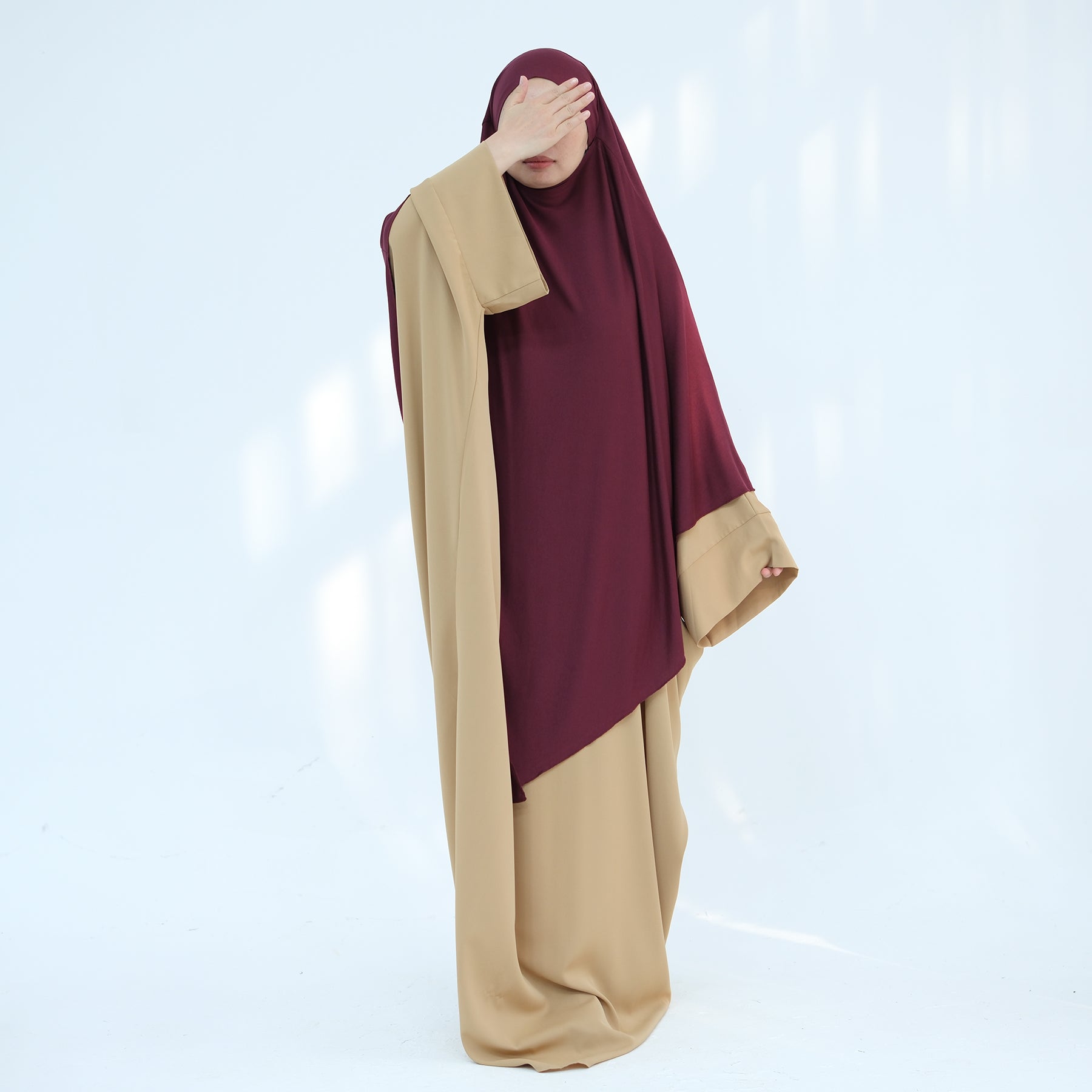 Elegant Modal Maxi Khimar Scarf - Soft & Breathable Wine Red Long Hijab - Perfect for Prayer, Daily Wear & Special Occasions