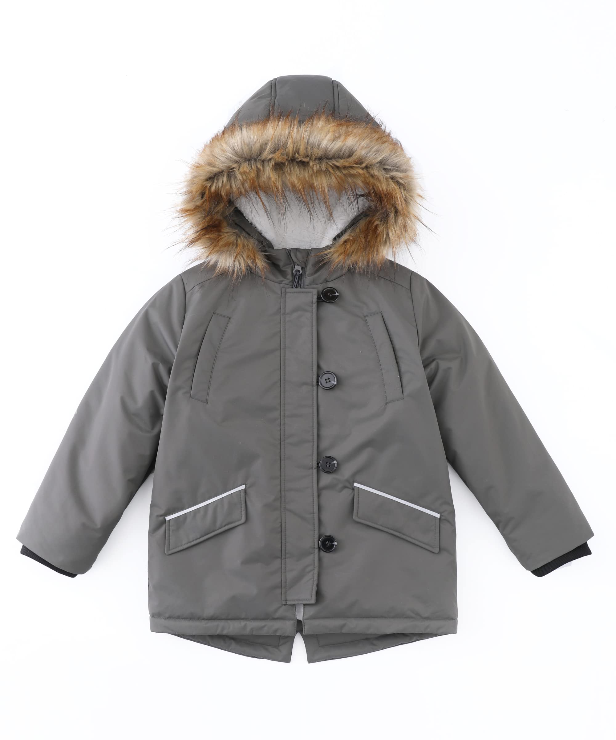 Hiheart Boys Girls Winter Hooded Puffer Jacket - Midweight Insulated Parka for Cold Weather, Perfect for School, Outdoor Activities, and Winter Adventures