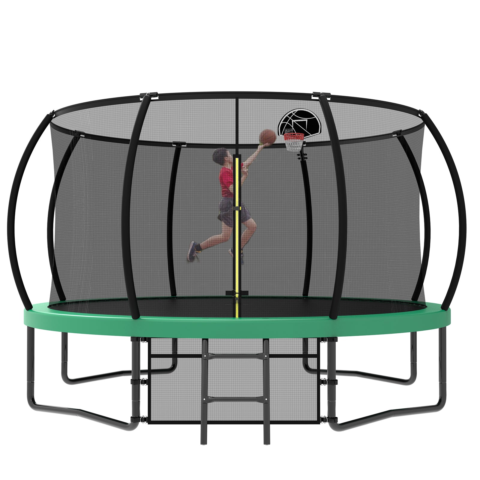 12FT Kids Trampoline with Safety Enclosure Net & Ladder - Outdoor Bounce Trampoline for Backyard, Garden, Playground - Durable Jumping Mat for Children's Exercise & Family Fun