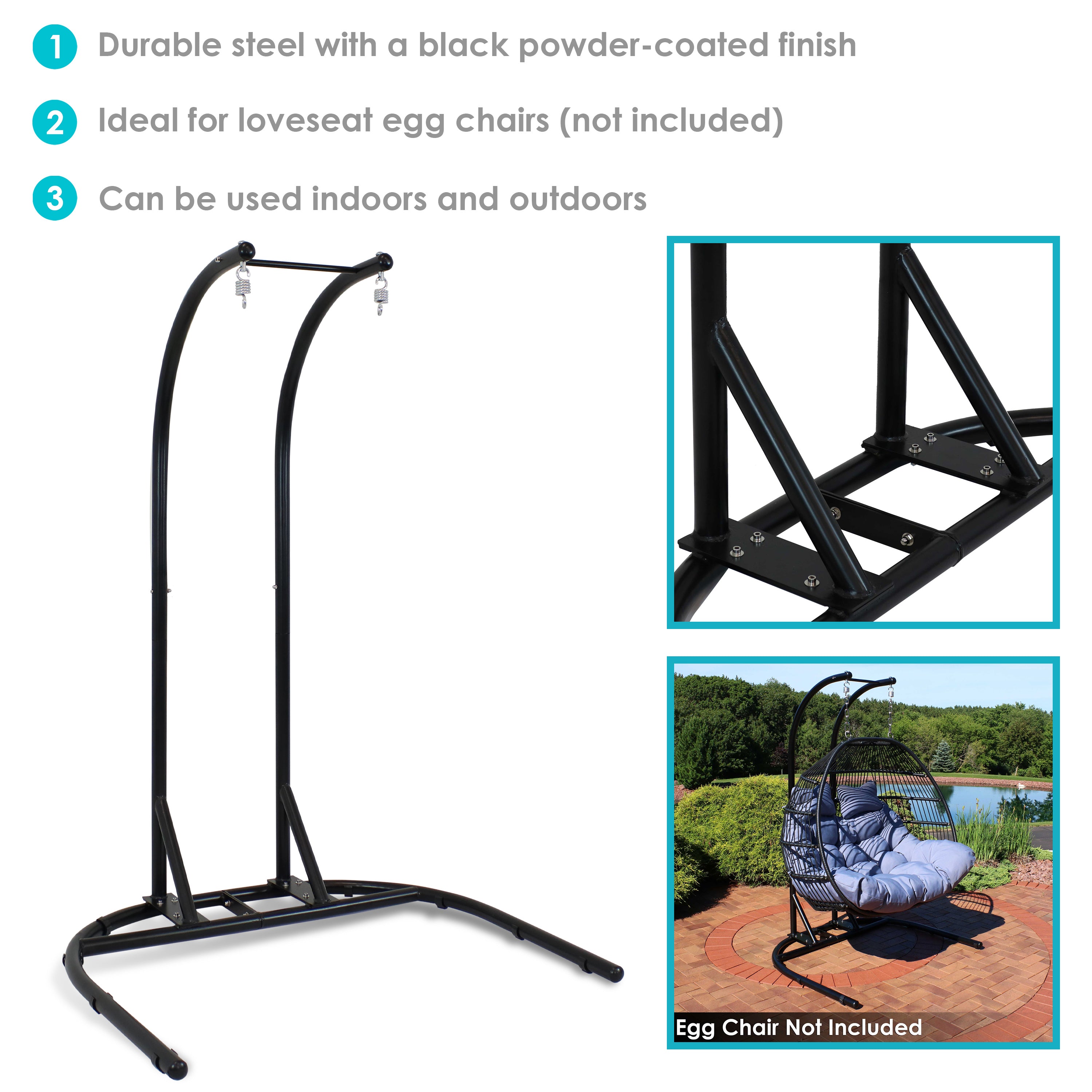 Sunnydaze Deluxe Steel U-Shaped Hanging Chair Stand - 76