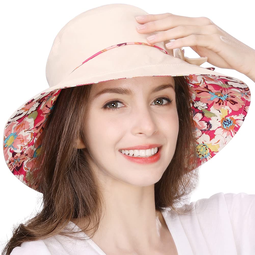 UPF 50+ Women's Sun Hat with Wide Brim & Neck Flap - Breathable Cotton Summer Hat for Gardening, Safari, Beach & Outdoor Activities - Adjustable & Packable Travel Hat for Women