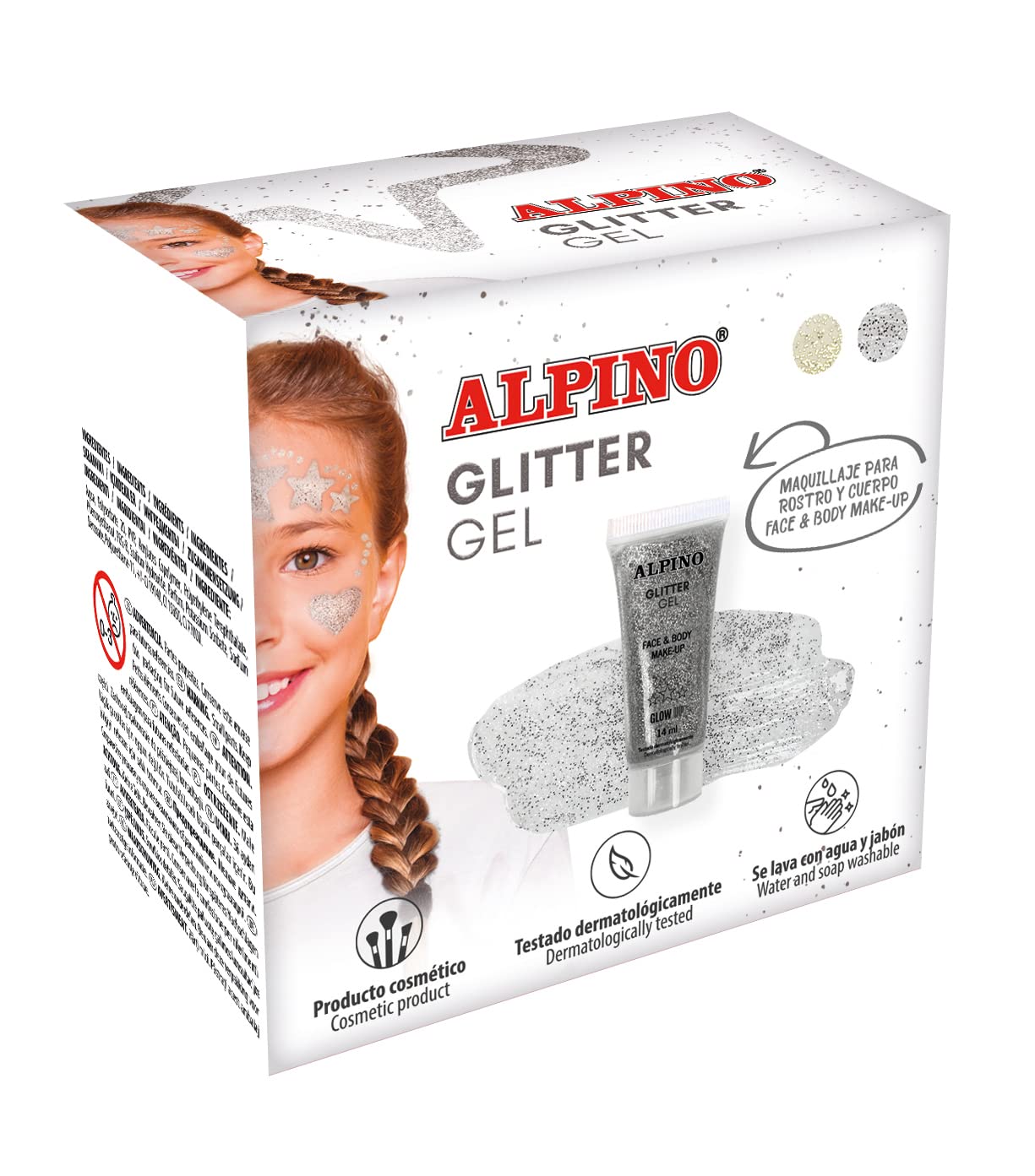 Alpino Silver Glitter Gel - 6 Pack Solid Glitter Gel with Clear Base | Shimmery Liquid Glitter for Nail Art, Body Paint & DIY Crafts | Perfect for Parties, Festivals & Special Occasions