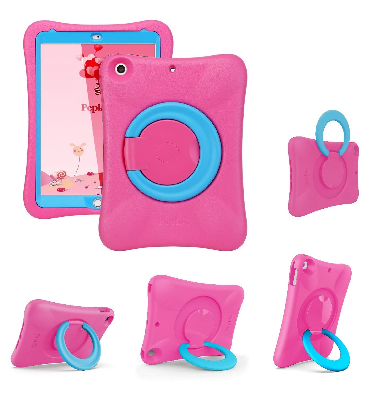NLR Fun Pepkoo Kids Shockproof iPad Case - Lightweight Full Body Protective Cover with Foldable Handle Stand for 9.7