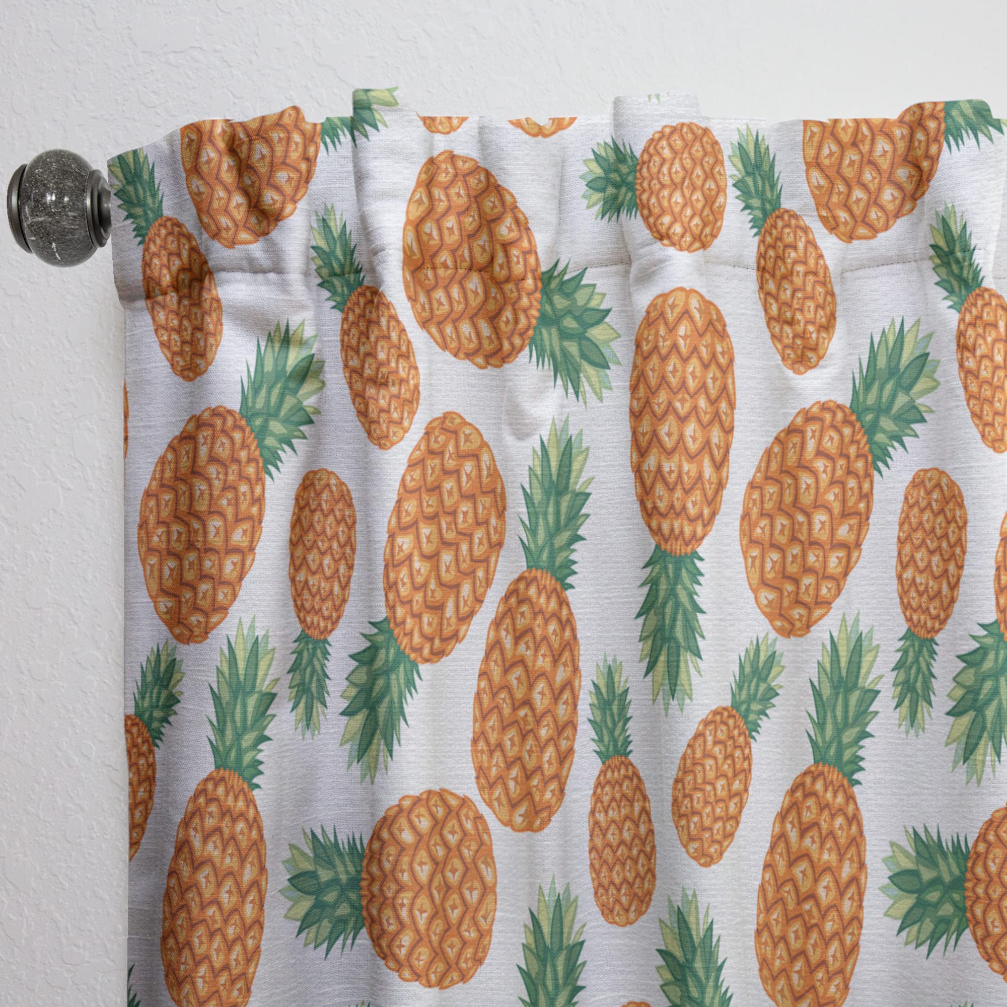 DesignQ Pineapple Fruit Pattern Thermal Insulated Curtains - Single Panel 52x108 Inches - Blackout Drapes for Bedroom & Living Room - Tropical Home Decor for Windows, Patio Doors & Nursery